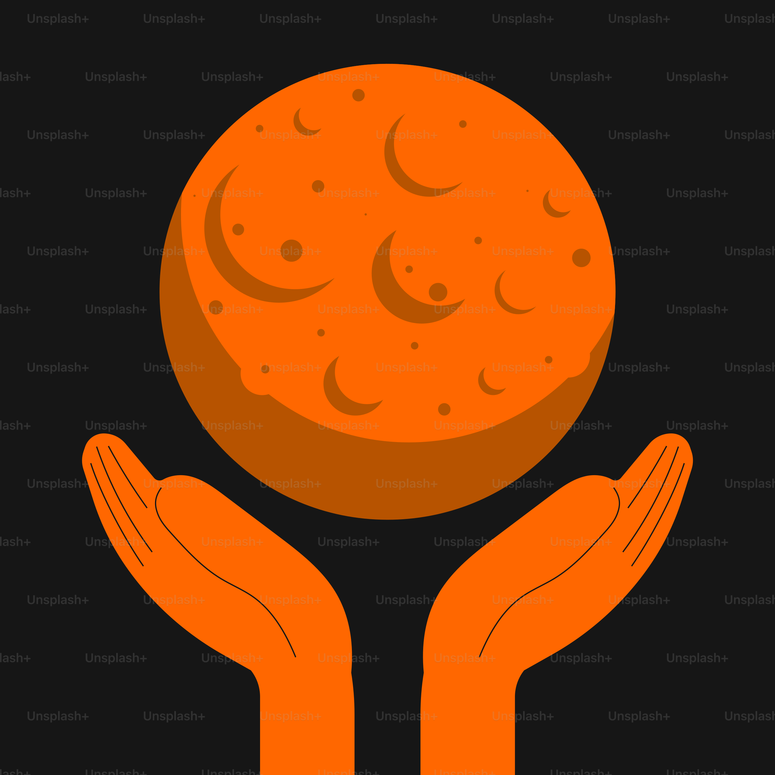Dos manos sosteniendo una naranja sobre un fondo negro