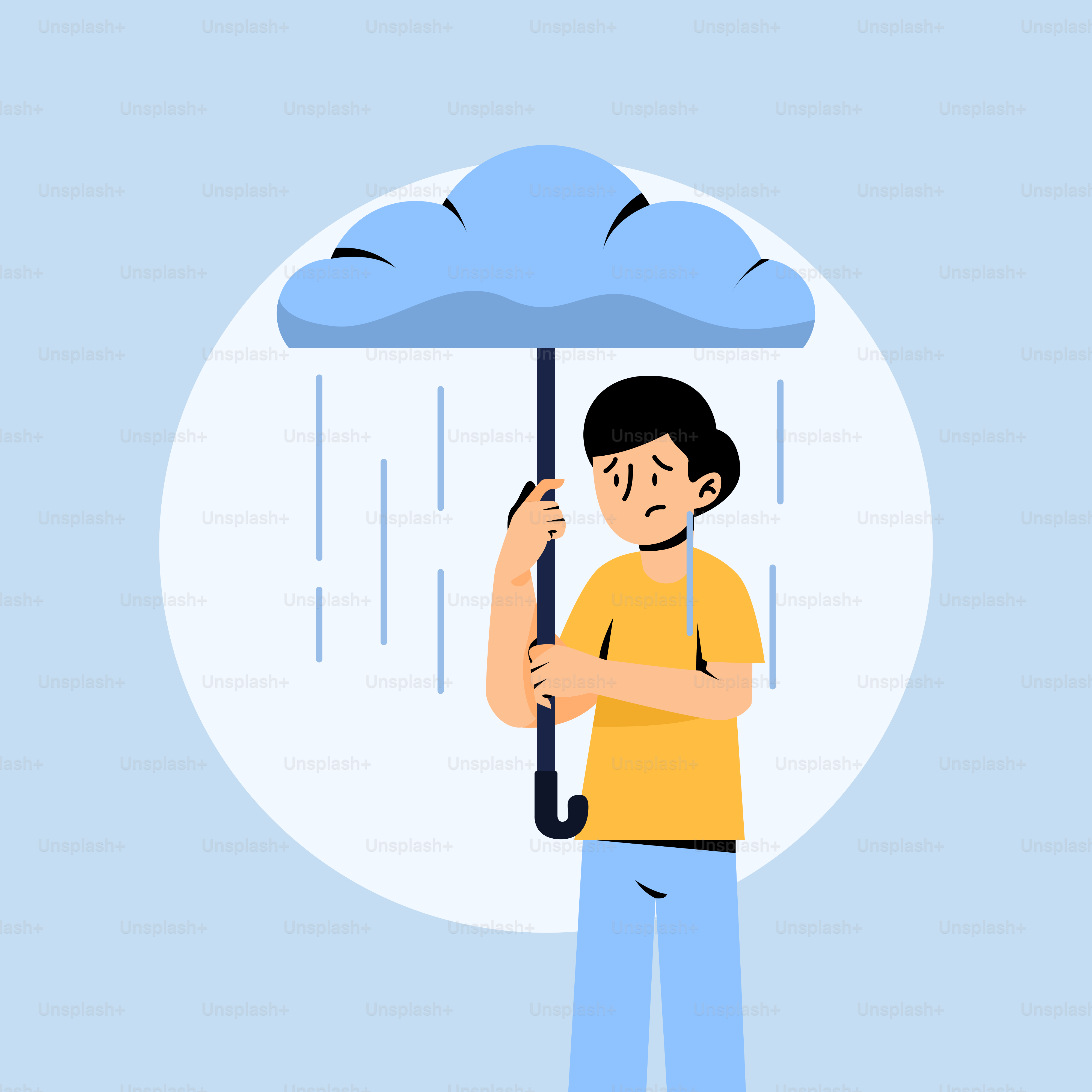 Un hombre sosteniendo un paraguas bajo la lluvia