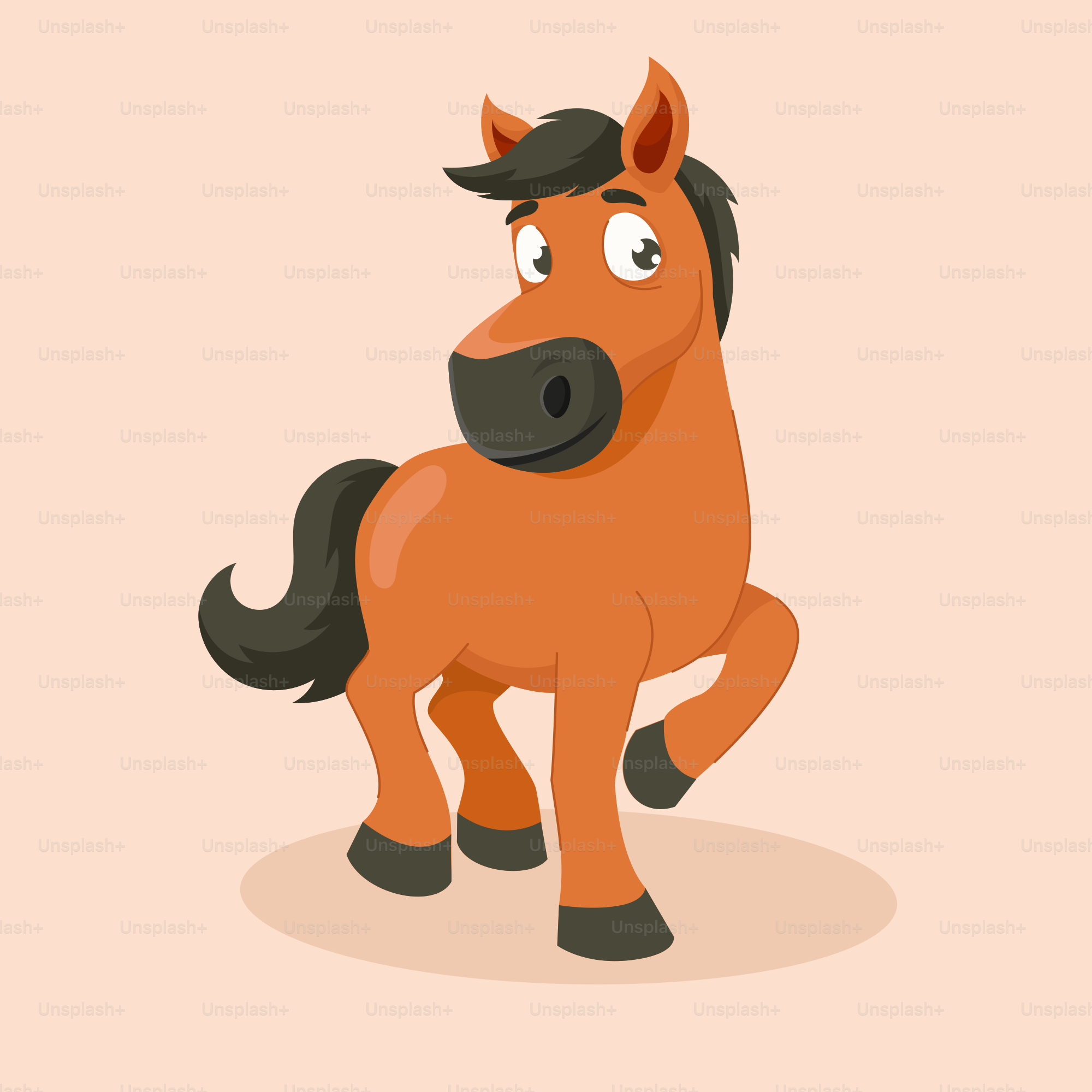 Ein Cartoon-Pferd mit überraschtem Gesichtsausdruck