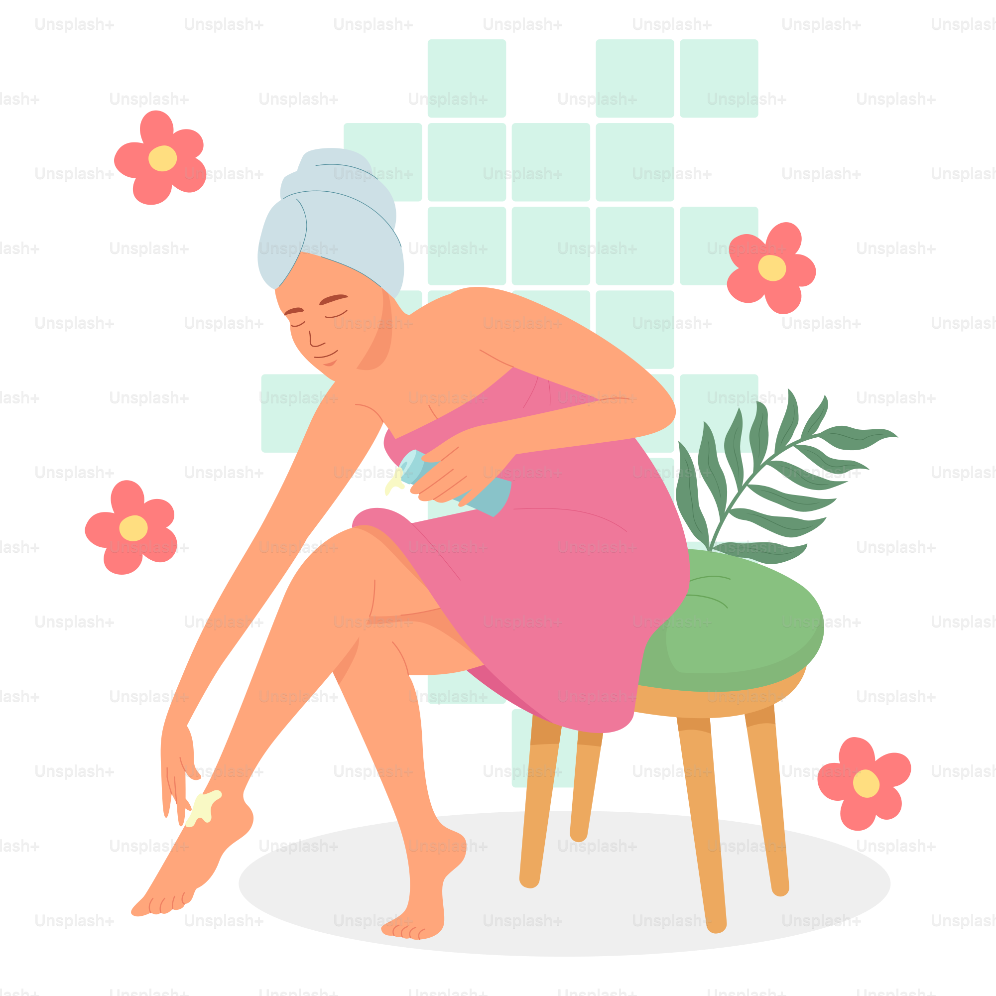 Eine Frau in einem rosa Kleid, die auf einem Stuhl sitzt