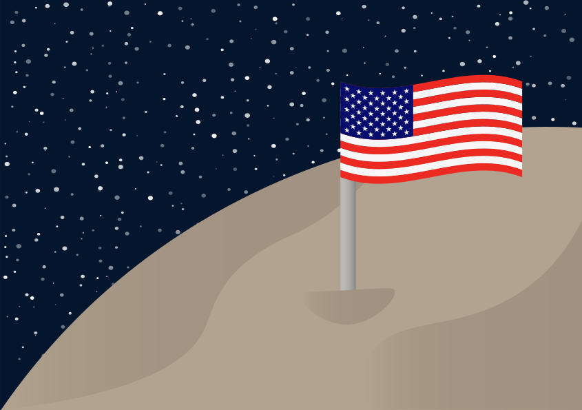 An american flag on top of a hill