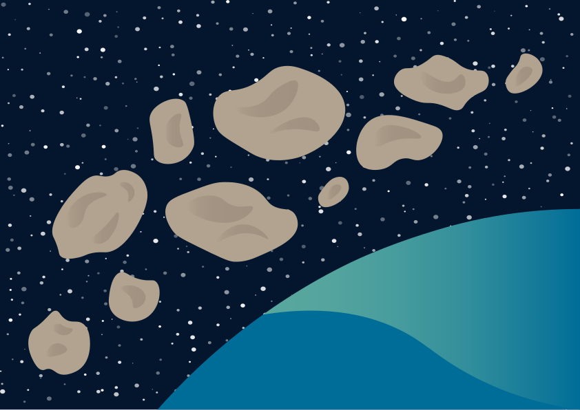 An image of a space scene with rocks and stars