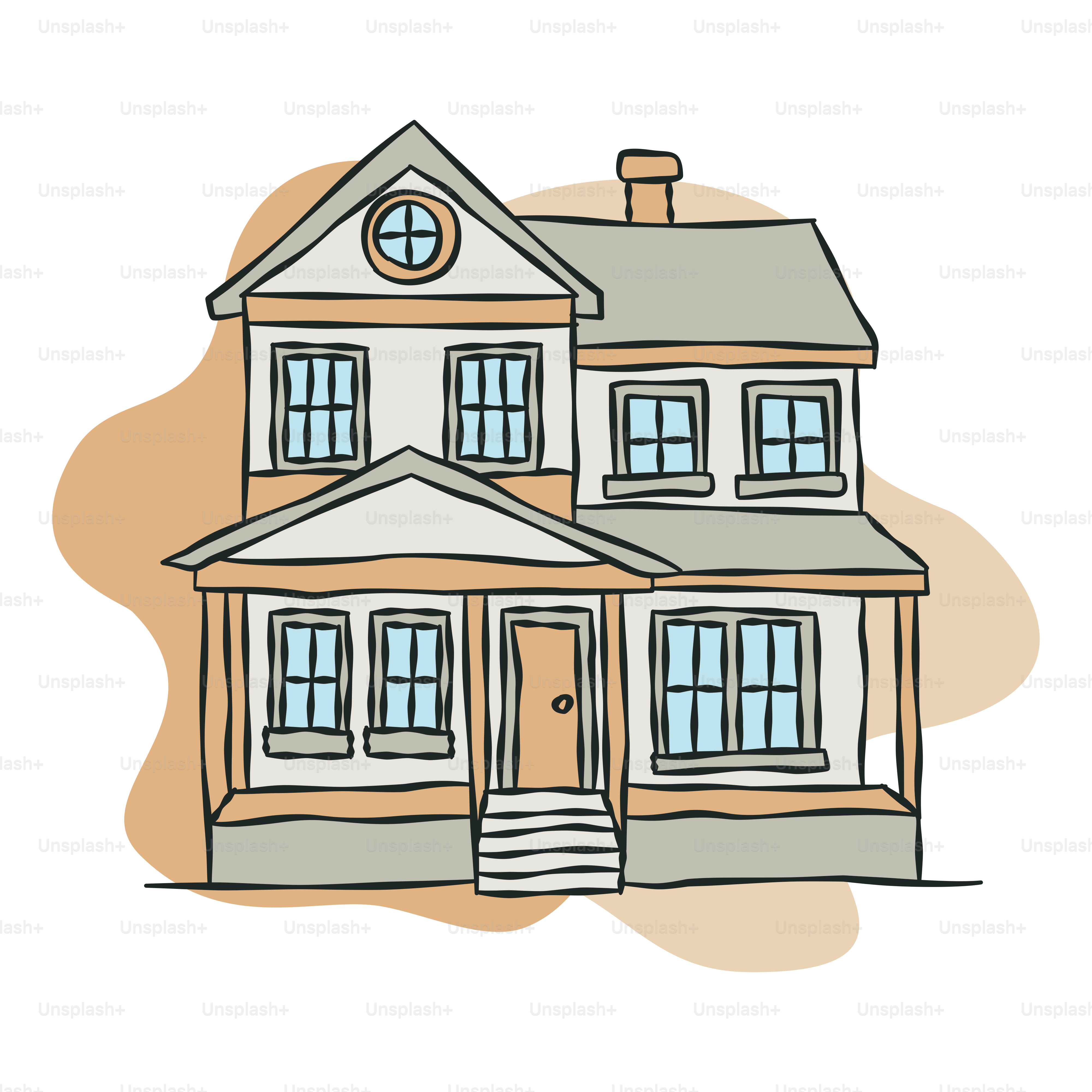 A drawing of a house on a white background