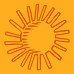 A yellow background with a circle in the middle