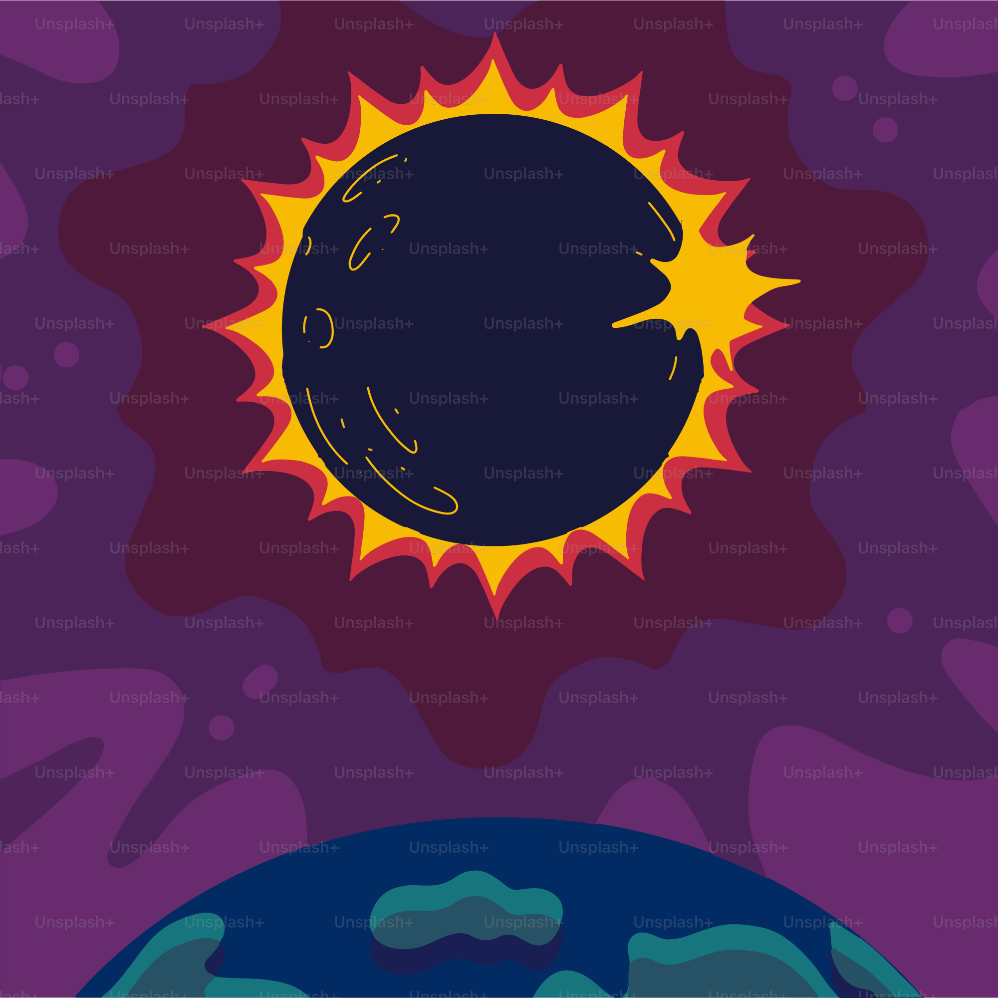 L'immagine di un sole e di un pianeta