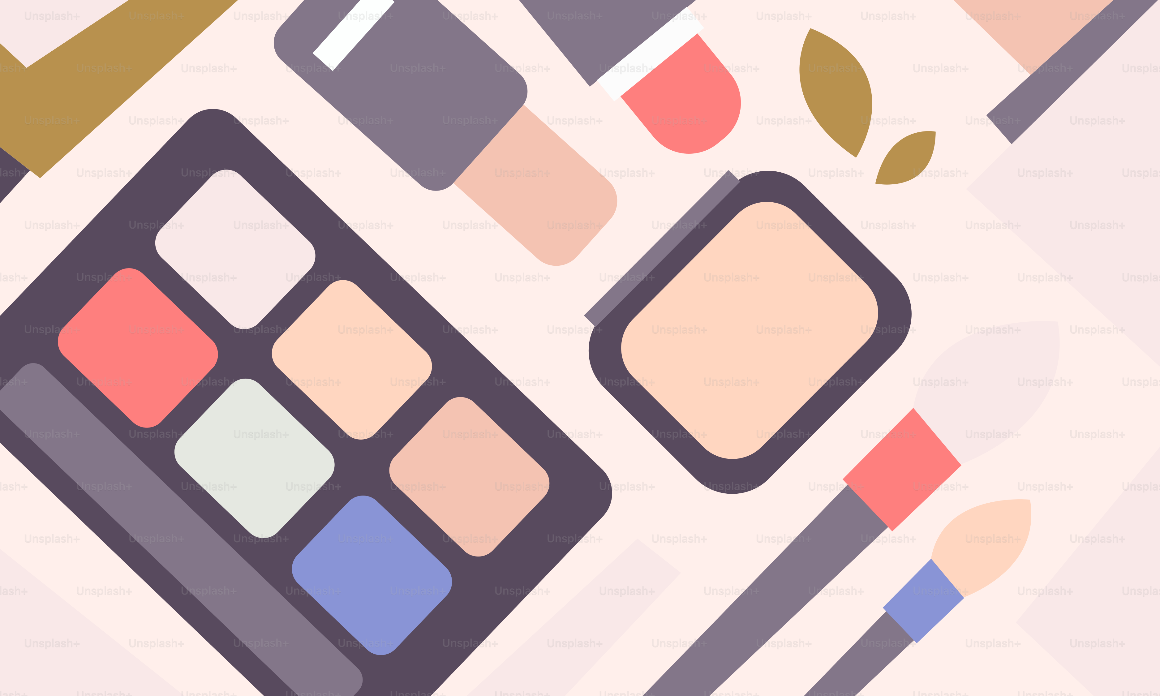 A picture of a palette of makeup on a pink background