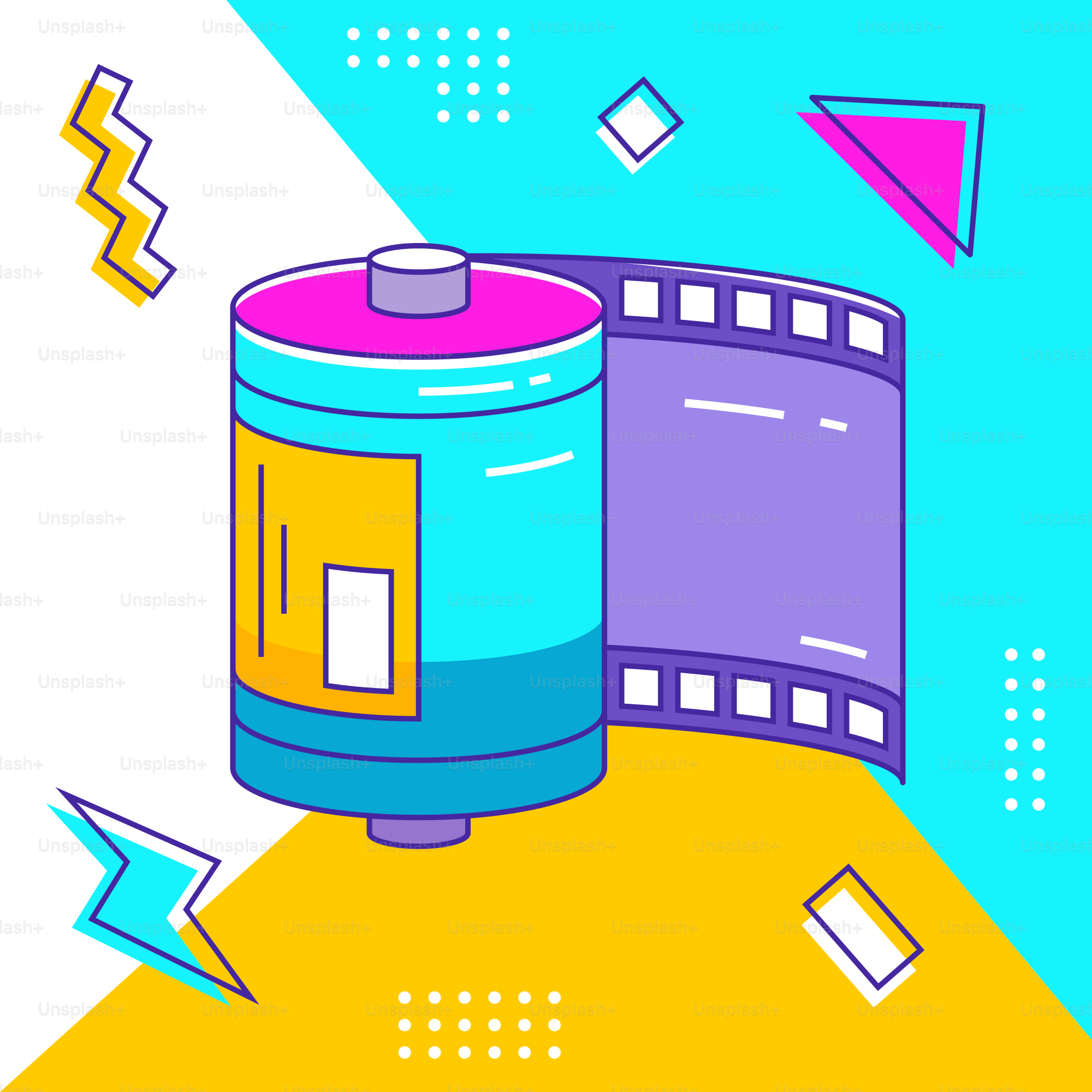 Une boîte bleue avec un dessus rose et un dessous jaune