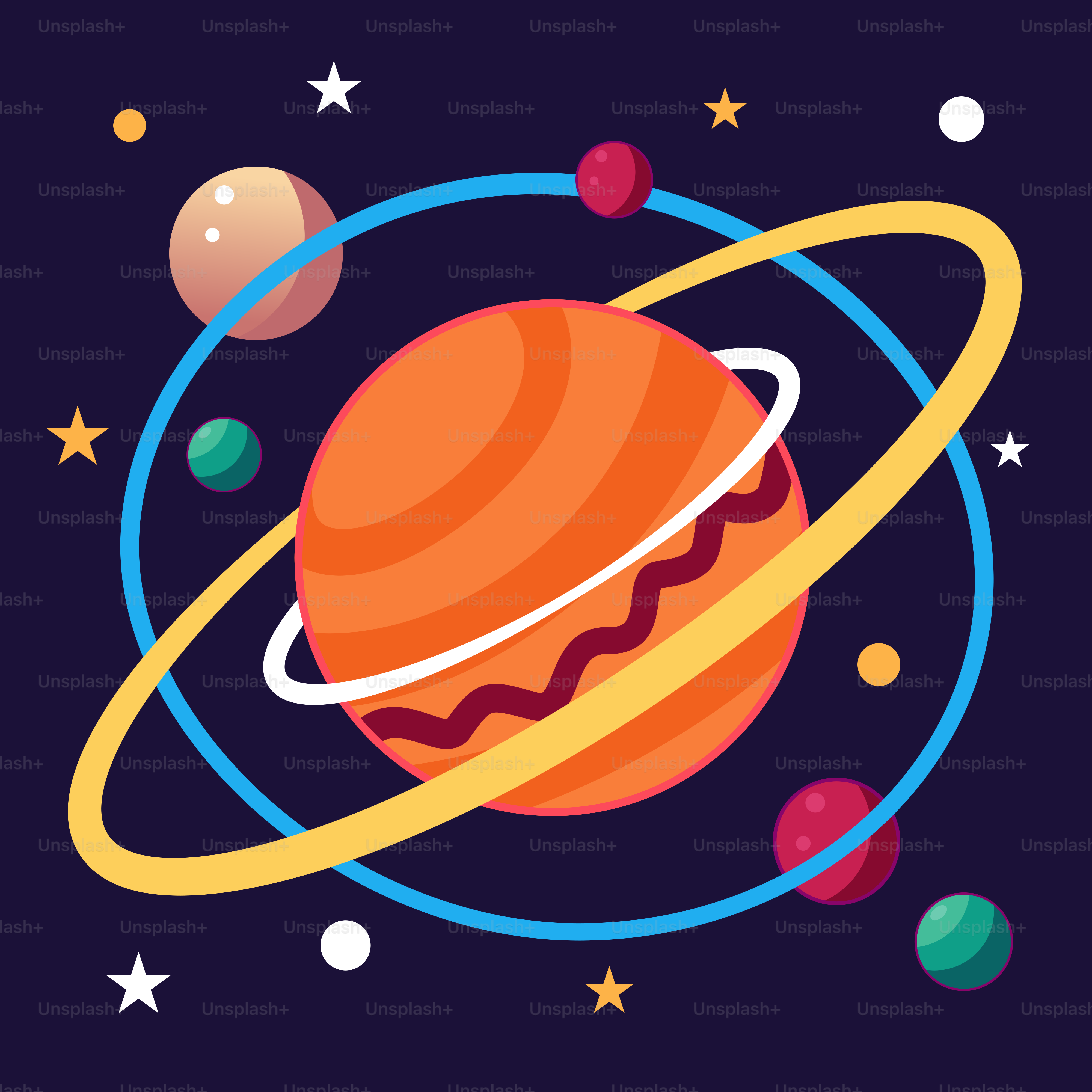Gambar planet dengan cincin di sekelilingnya