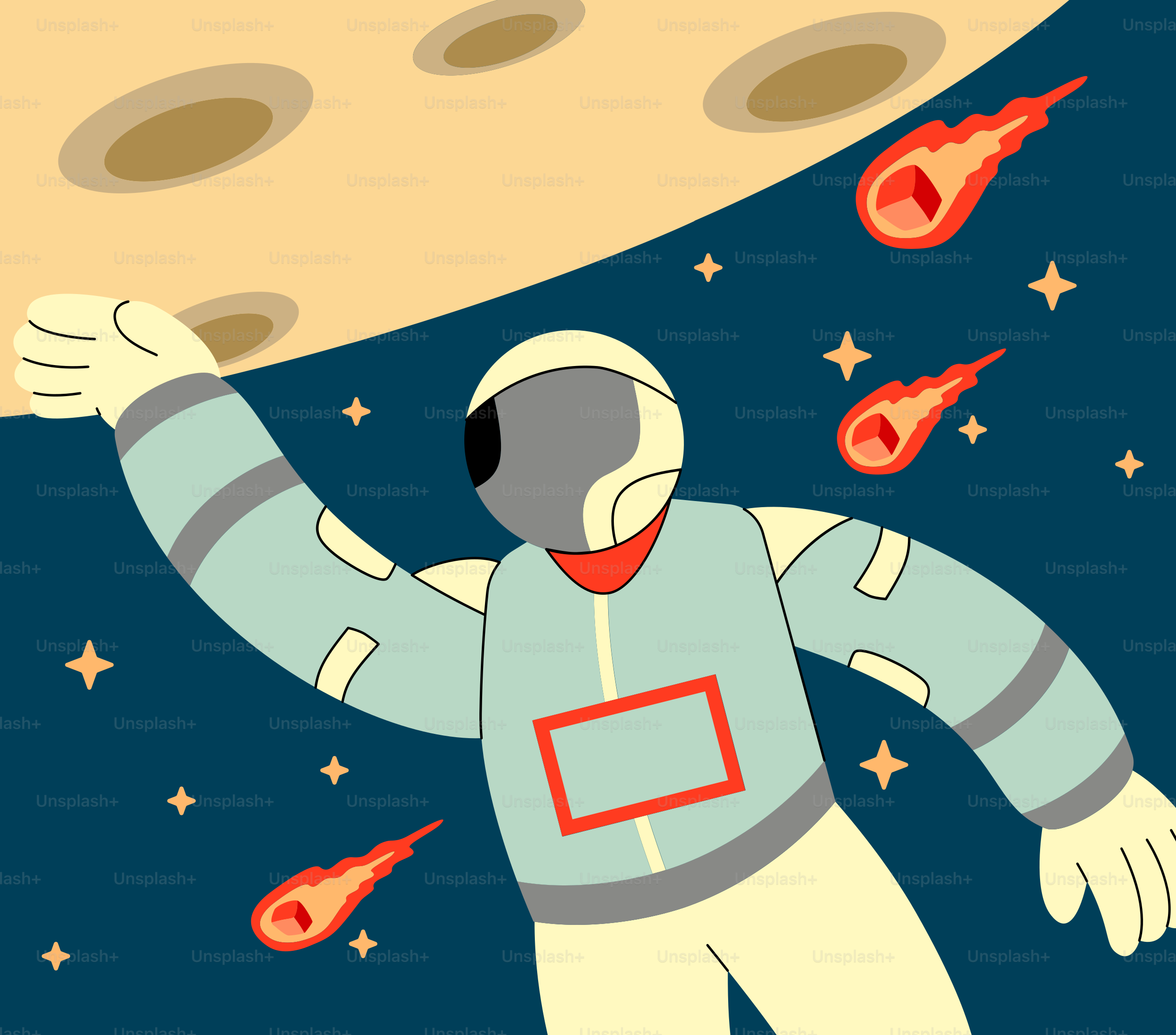 A man in a space suit flying through the air