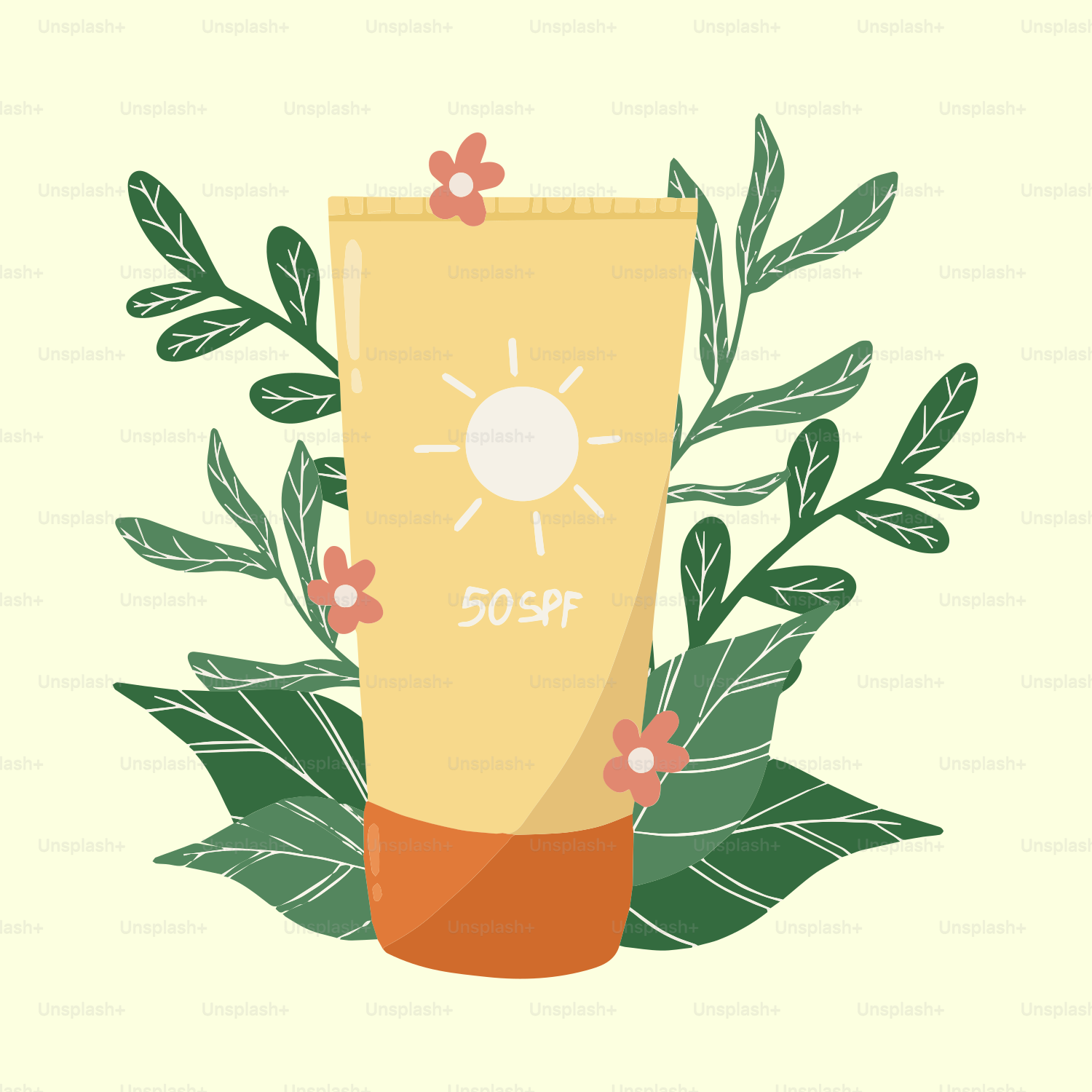 A tube of sunscreen sitting on top of a plant