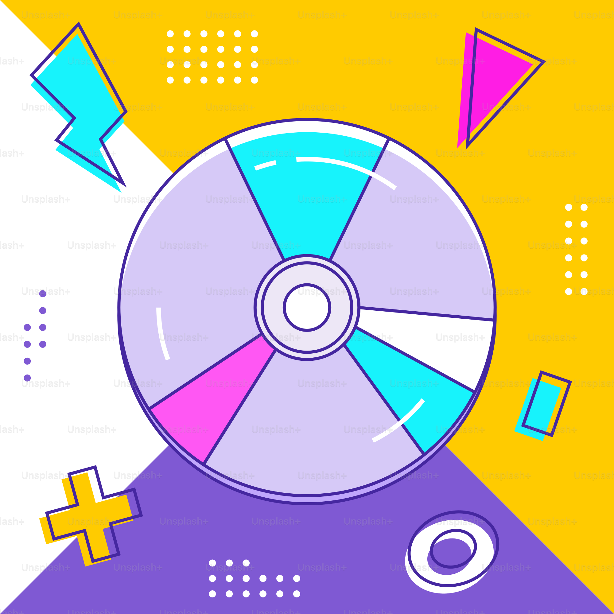 A purple and yellow background with a wheel on it