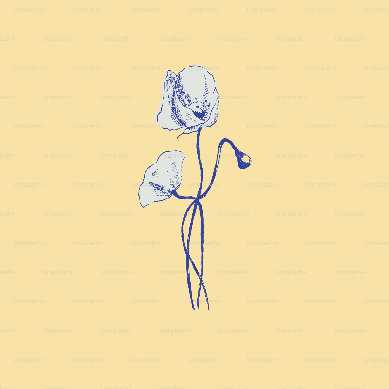 Un dessin d’une fleur sur un fond jaune