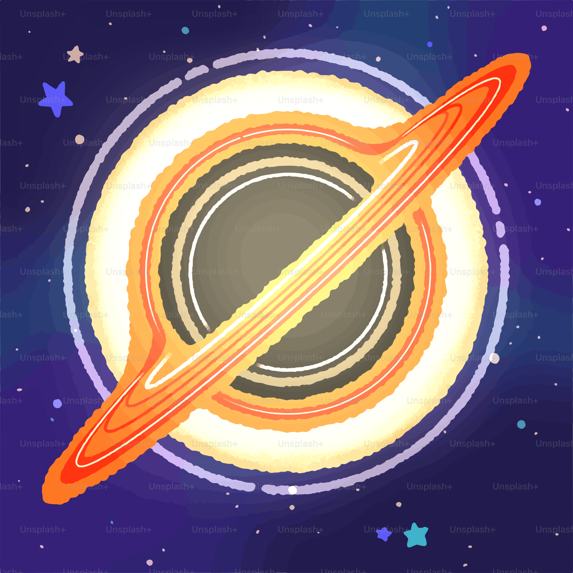 A picture of a saturn with stars in the background