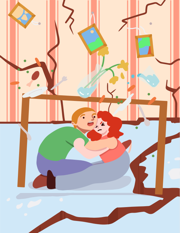 A man and a woman hug under a tree