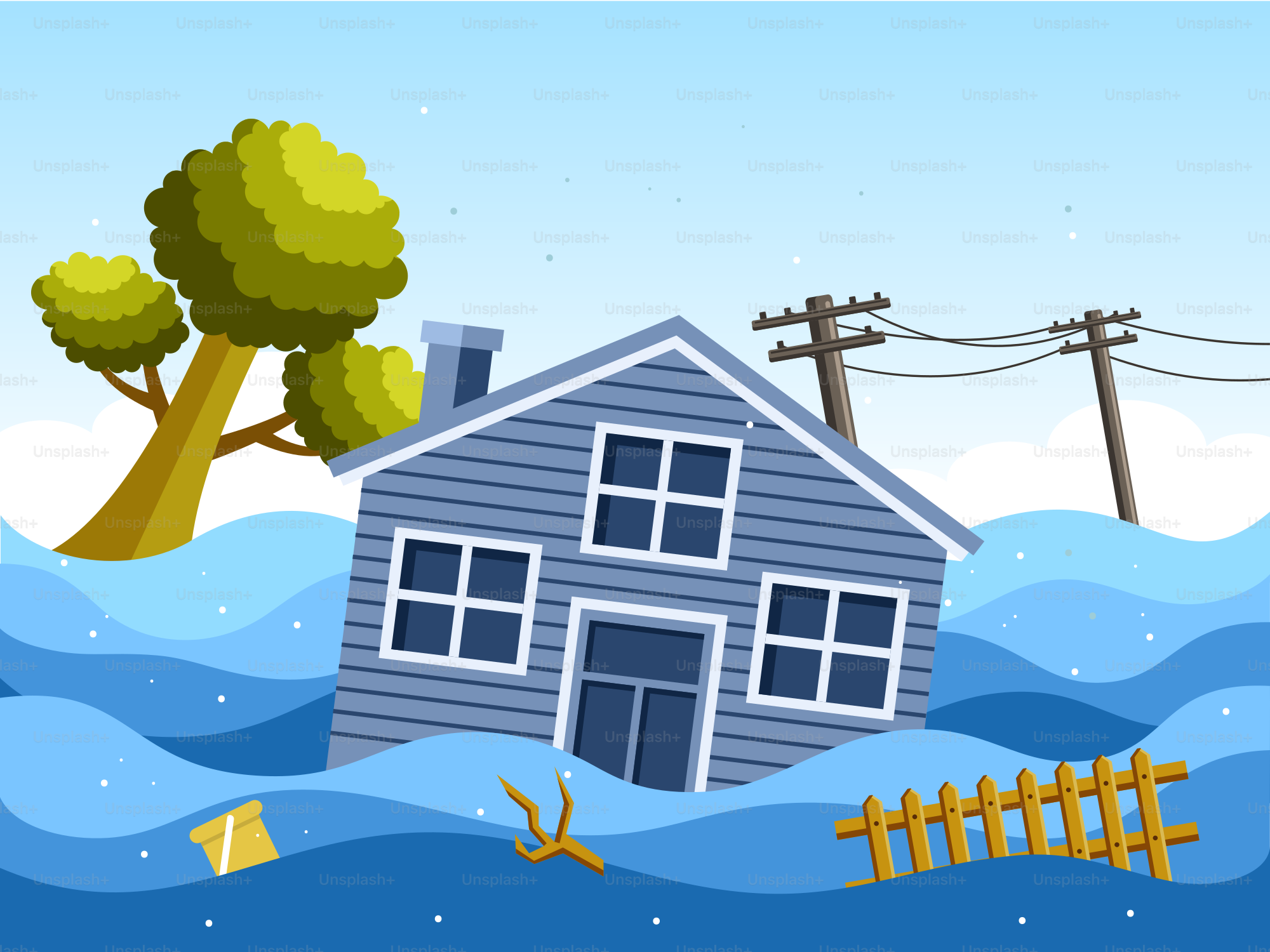 A house in the middle of a flooded area