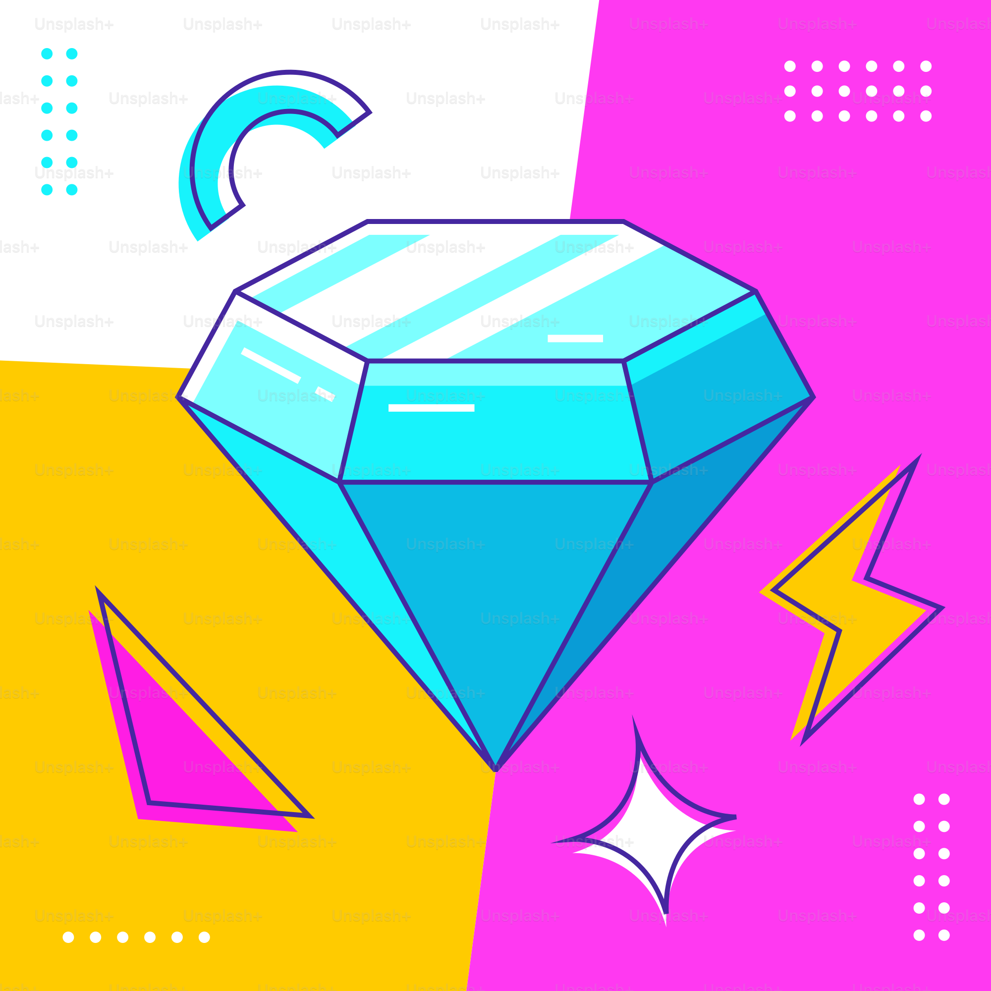 A blue diamond on a pink and yellow background