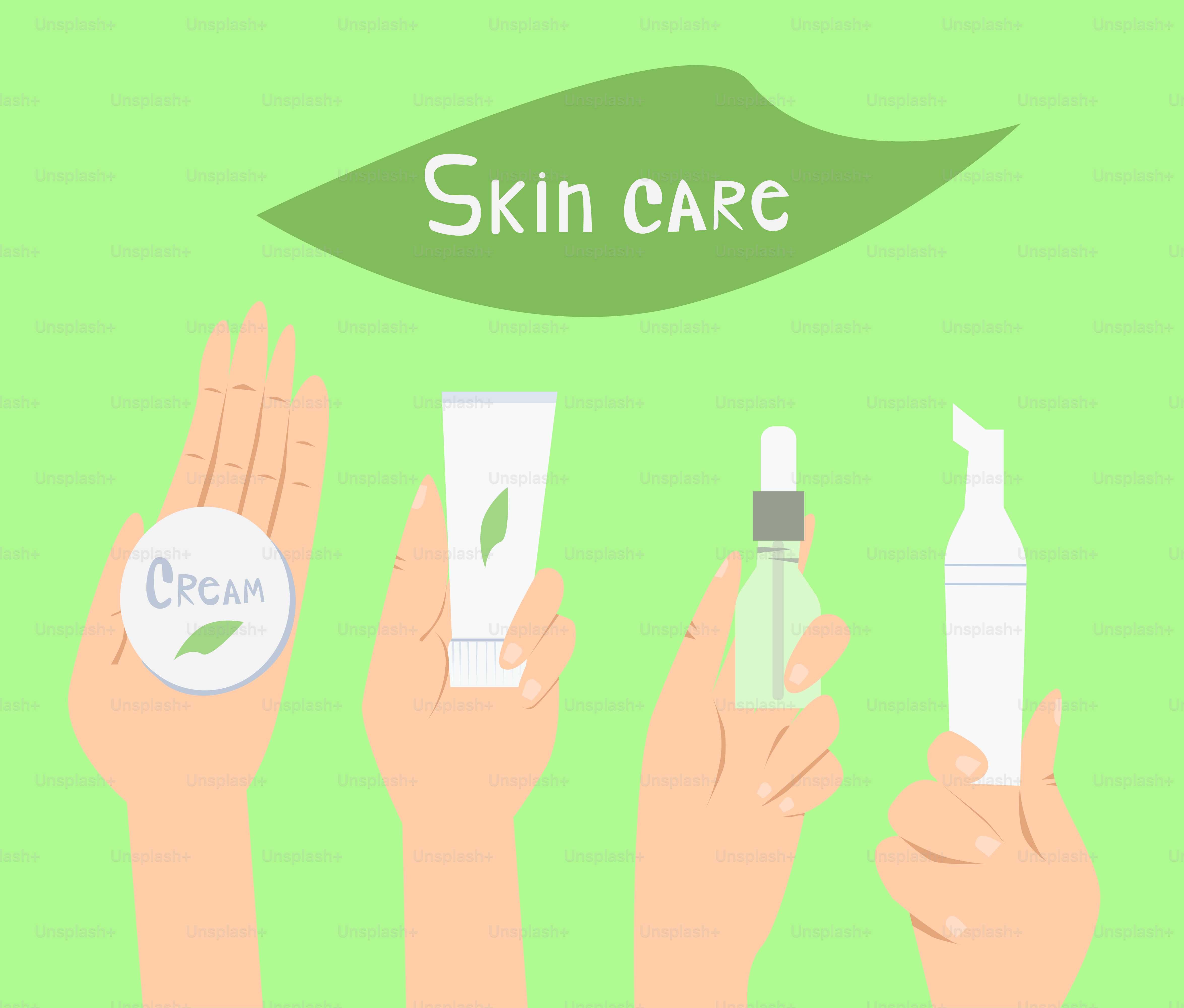 A group of hands holding different types of skin care products