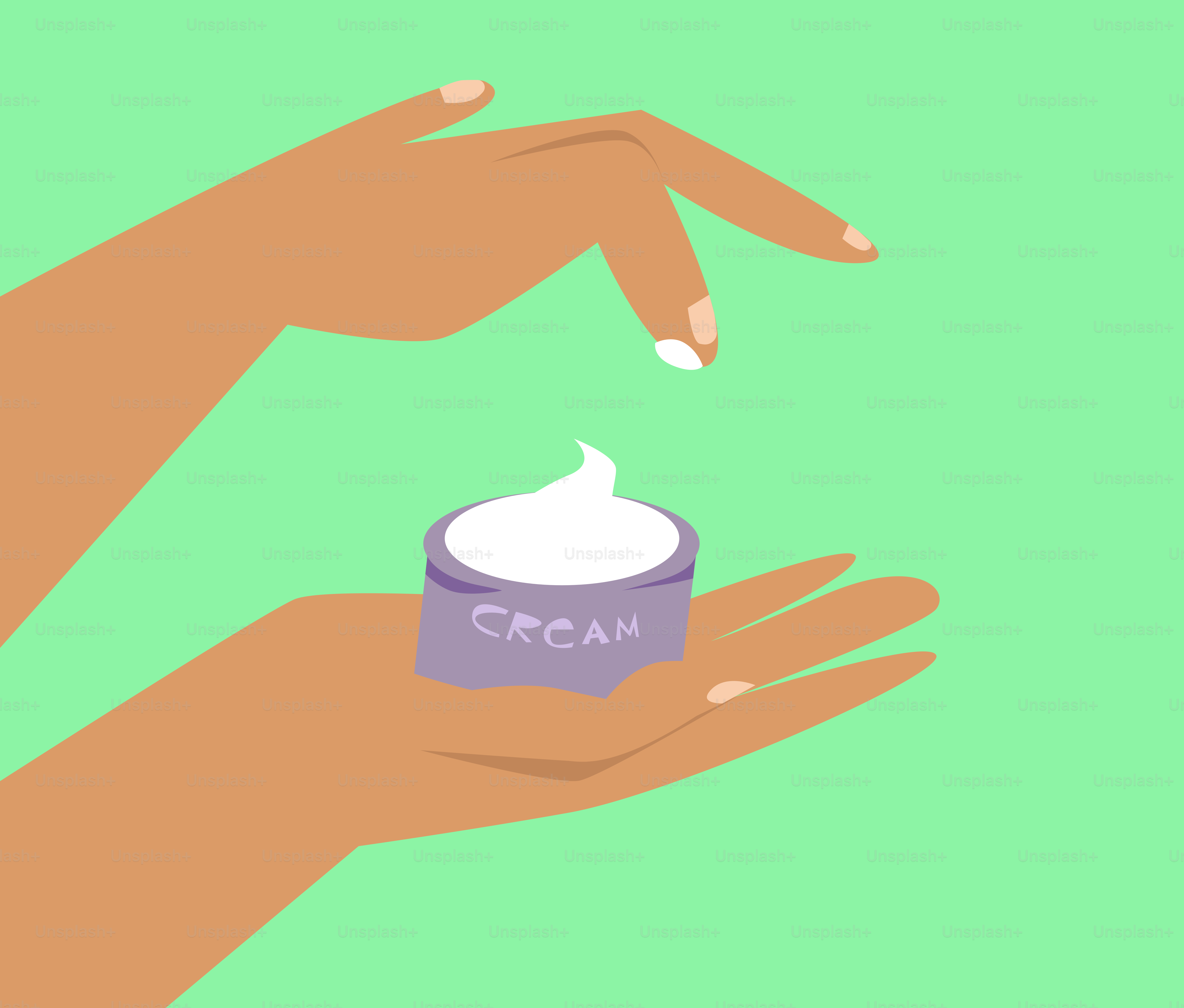 A woman's hand holding a container of cream