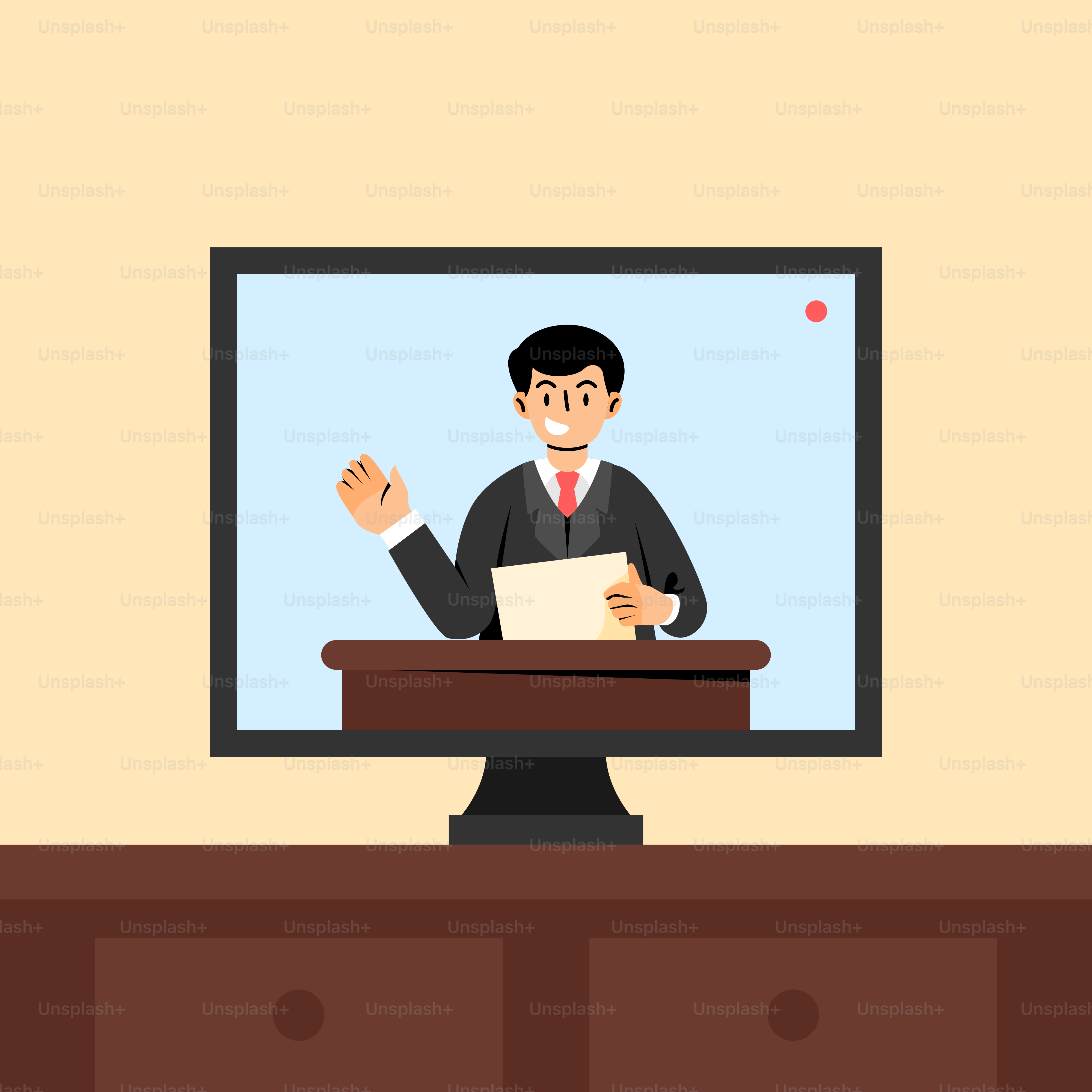 Um homem sentado em uma mesa em frente a uma TV de tela plana
