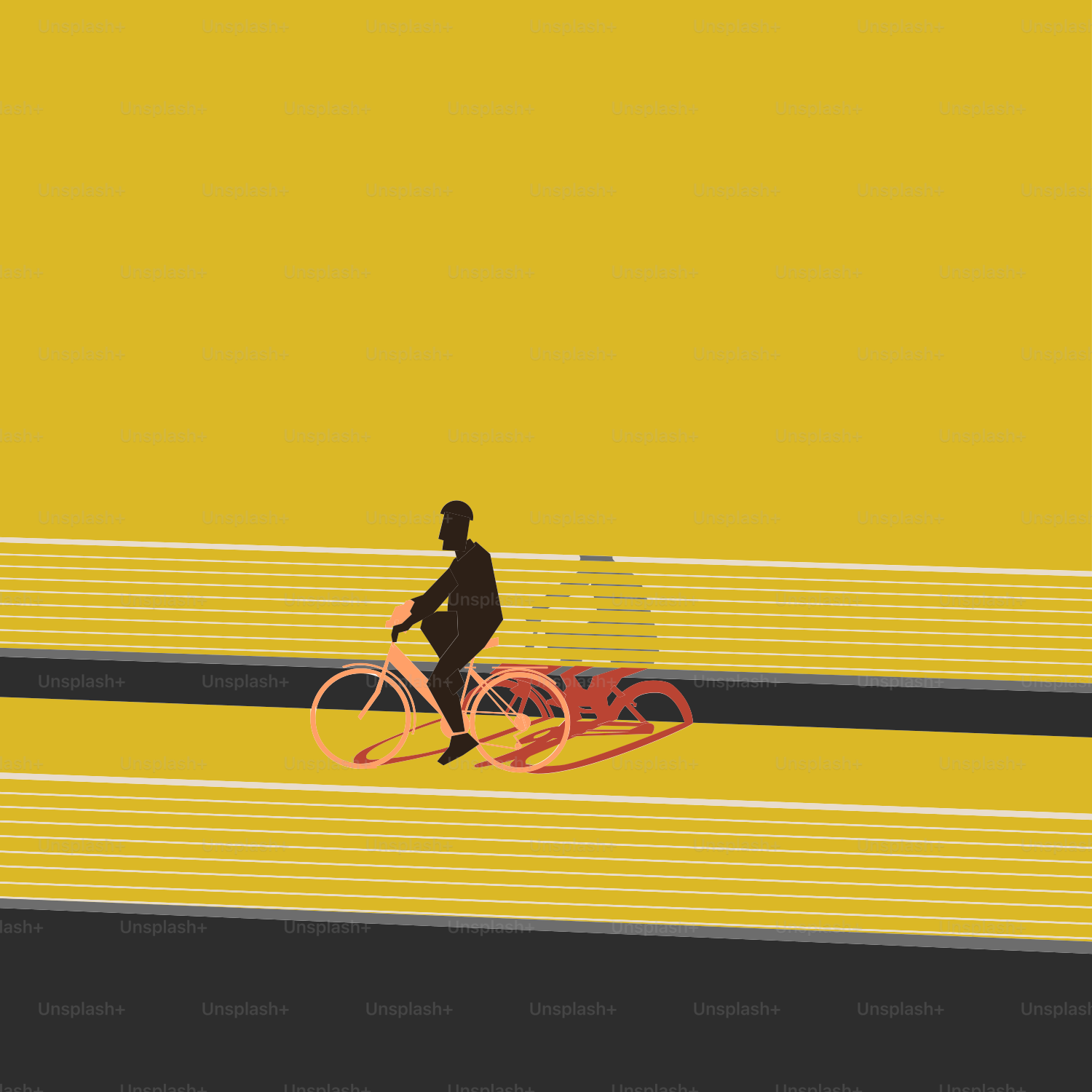 A man riding a bike down a street next to tall buildings