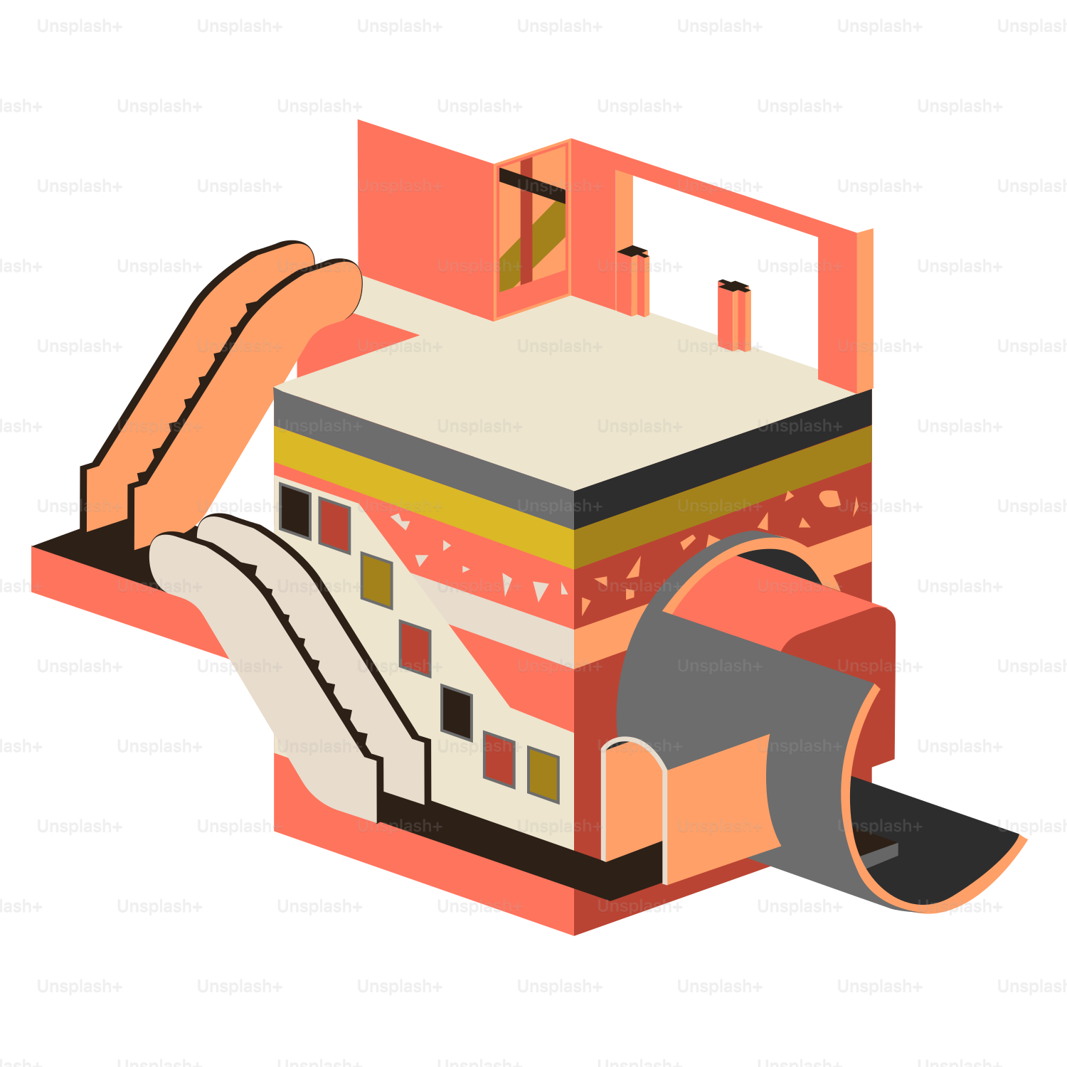 Un modello cartaceato di un edificio con una mano che tiene un foglio di carta