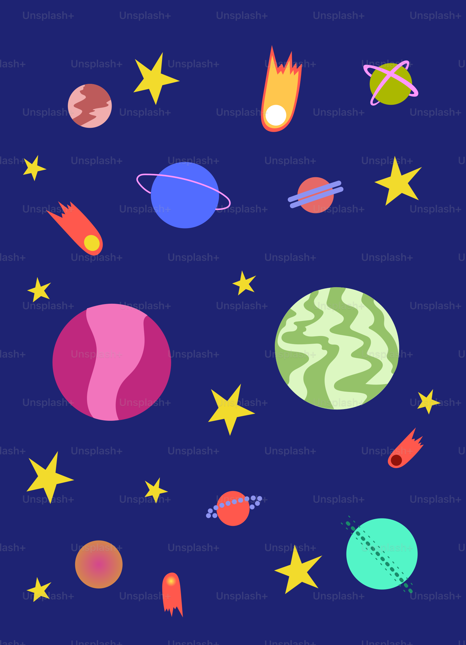 A blue background with different planets and stars vector – Abstract Image  on Unsplash, image size:3000x4155
