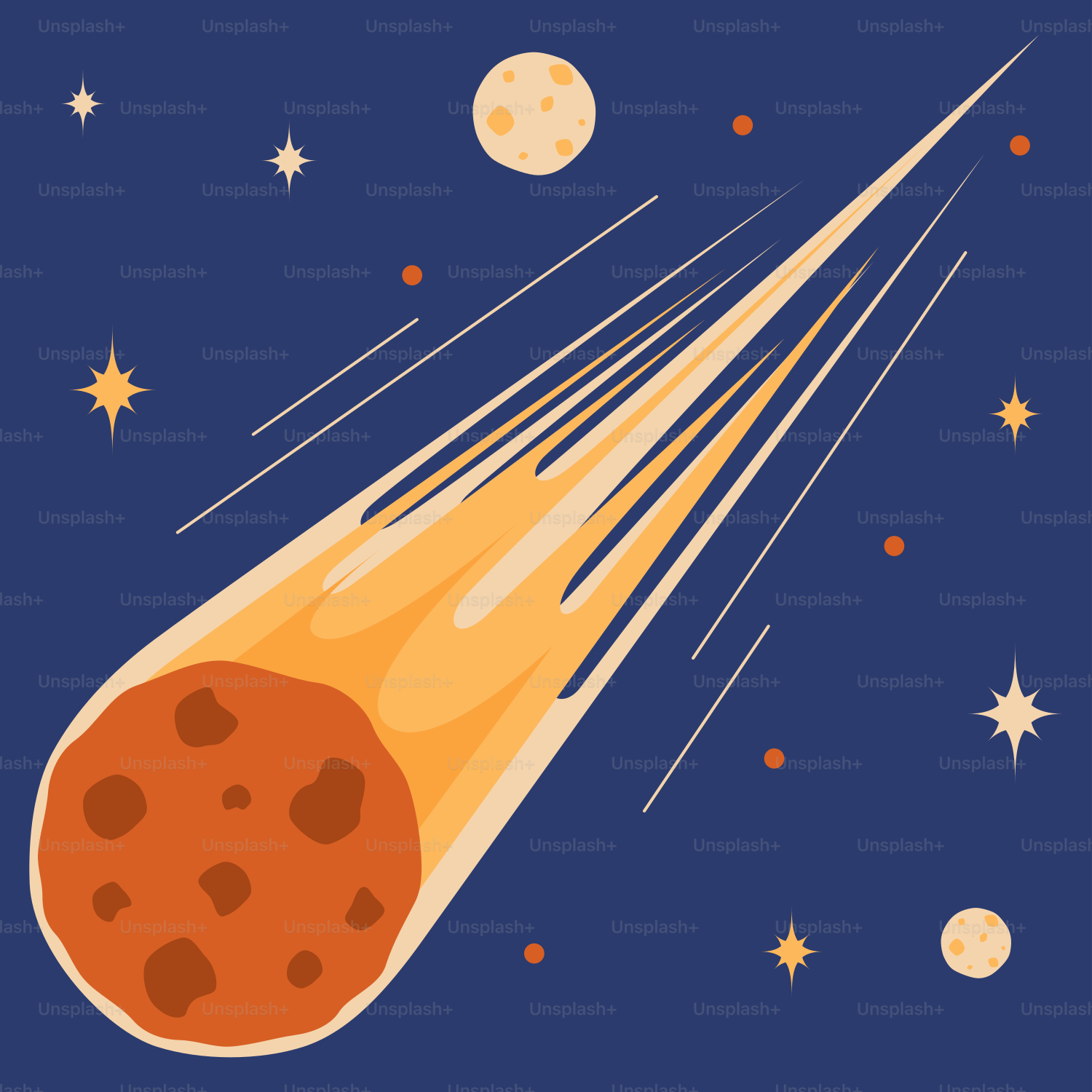 An illustration of a rocket launching into space