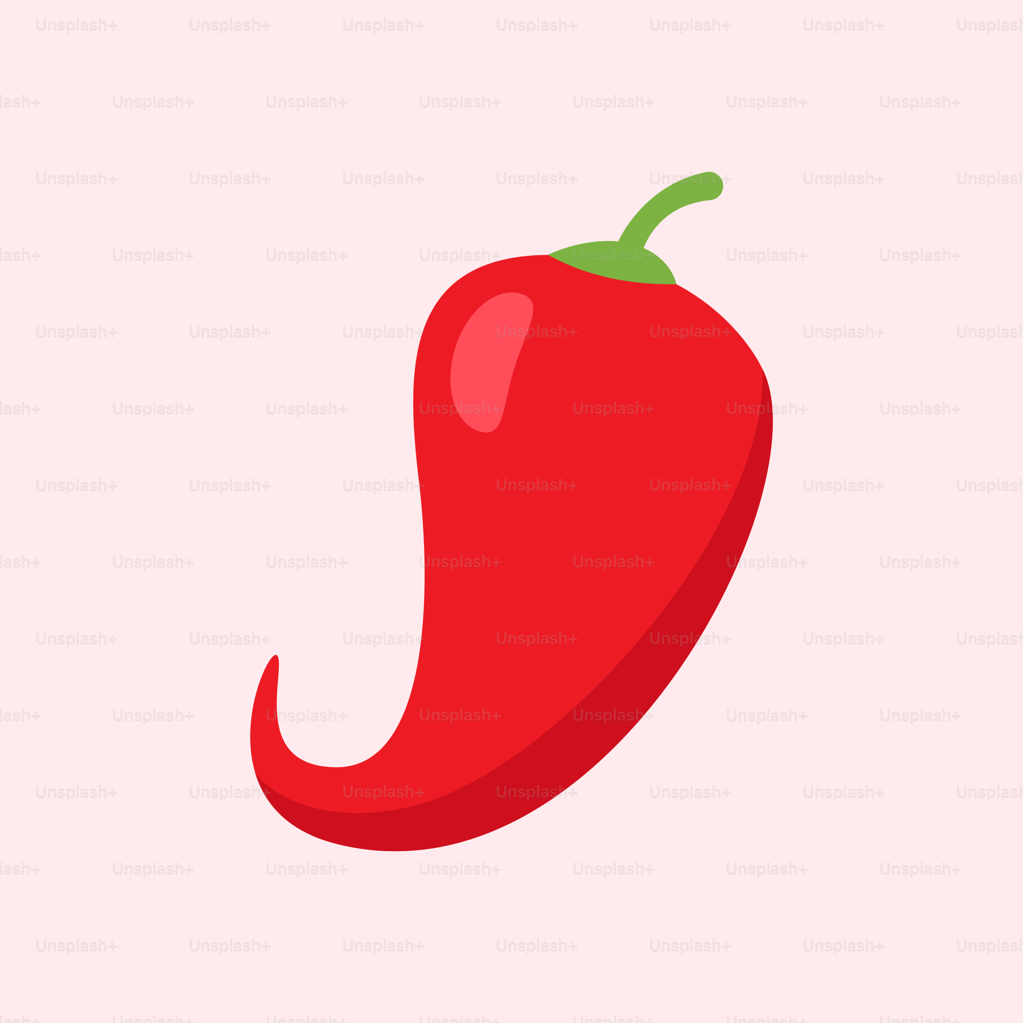 A red pepper on a pink background