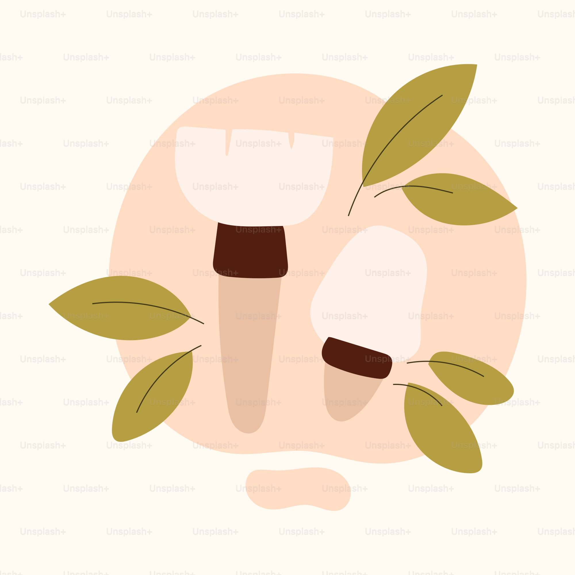 Ein Bild eines Gesichts mit Blättern darauf