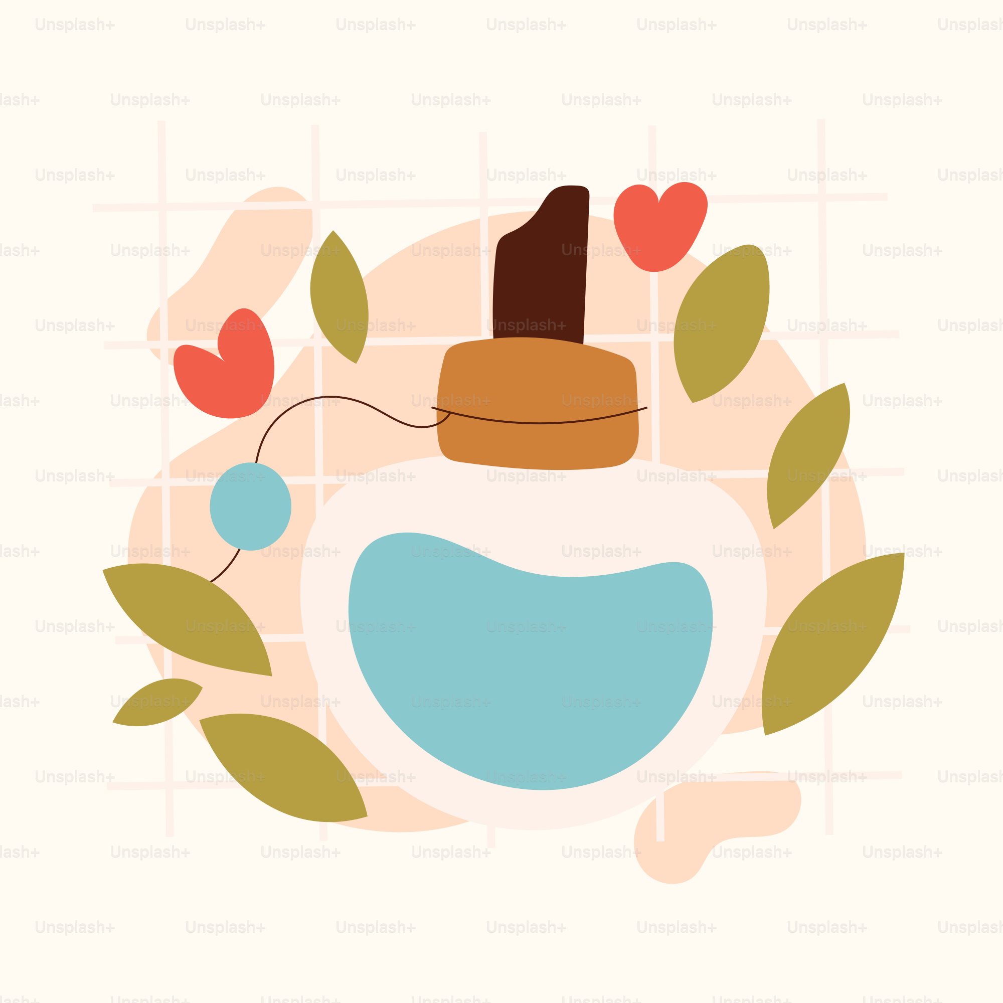 A bottle of perfume with leaves around it