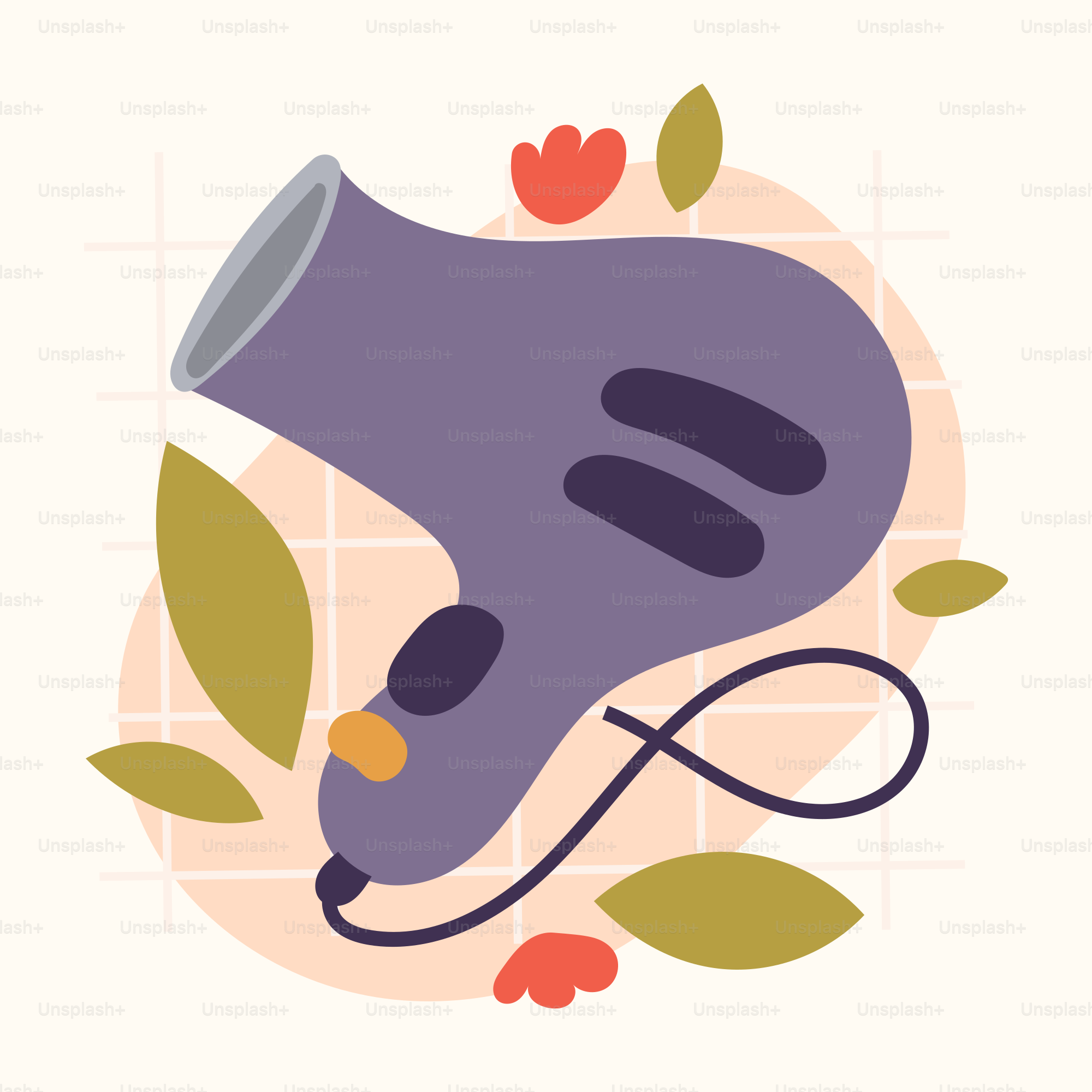 A purple hair dryer sitting on top of a table