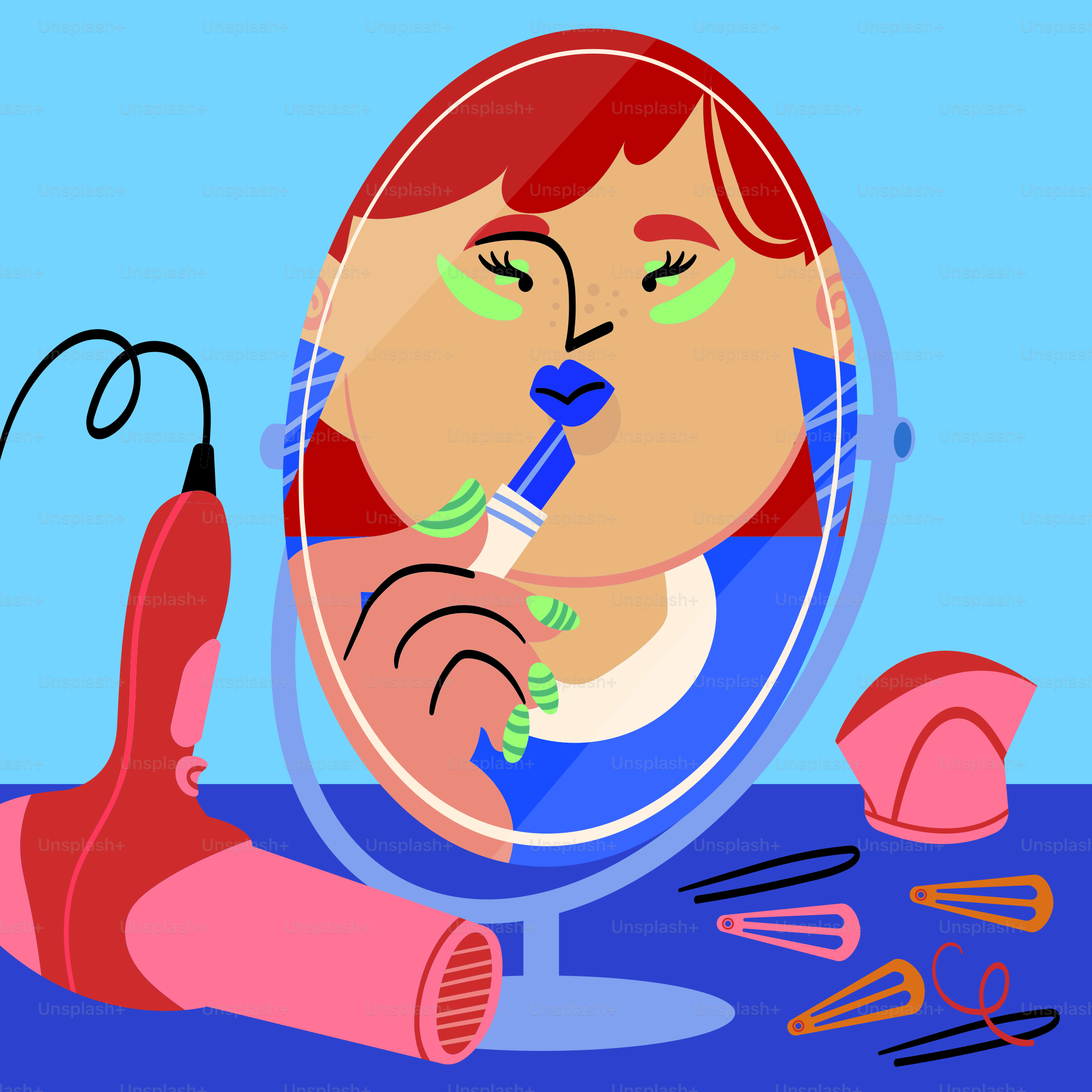 A woman brushing her teeth in front of a mirror