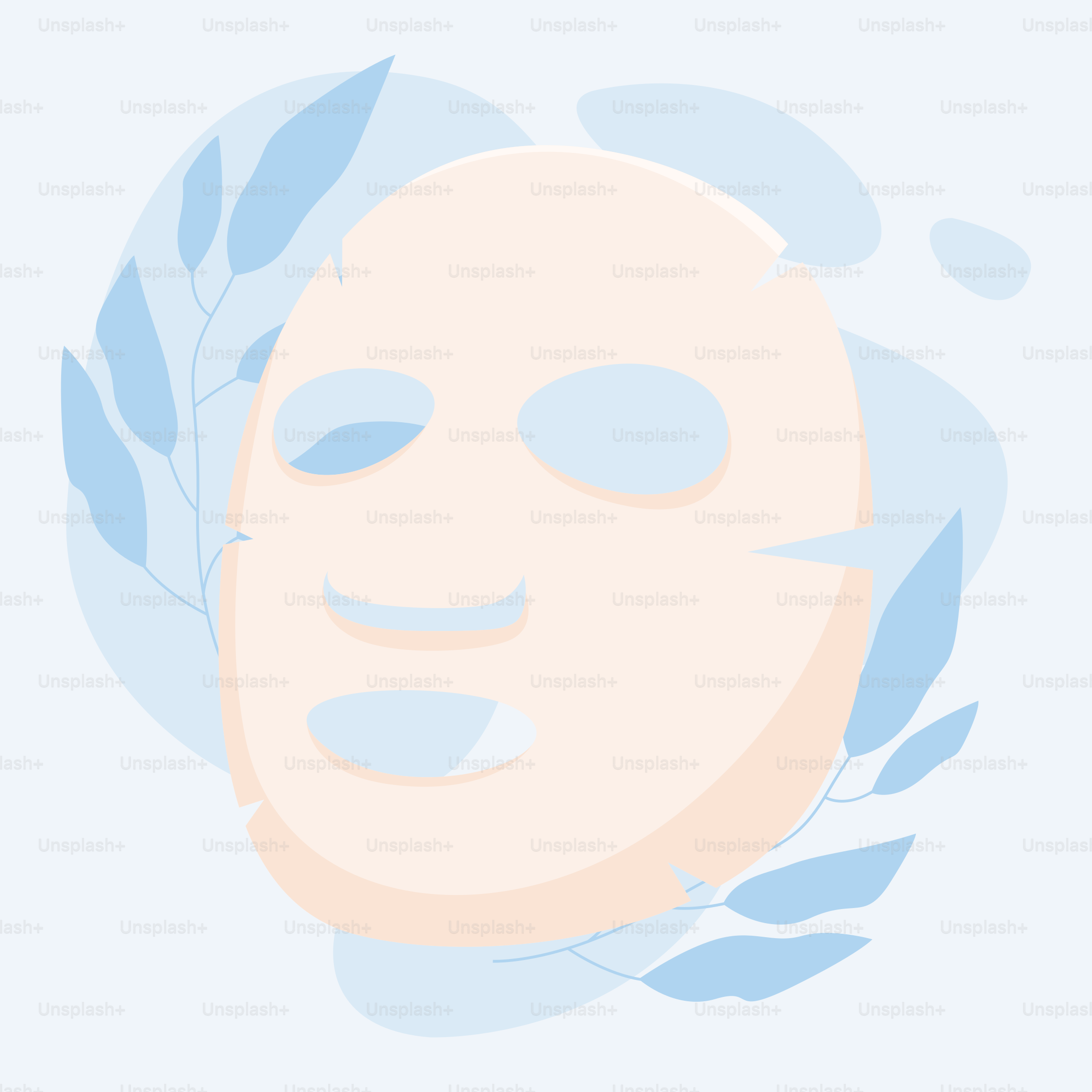 A white mask with leaves around it