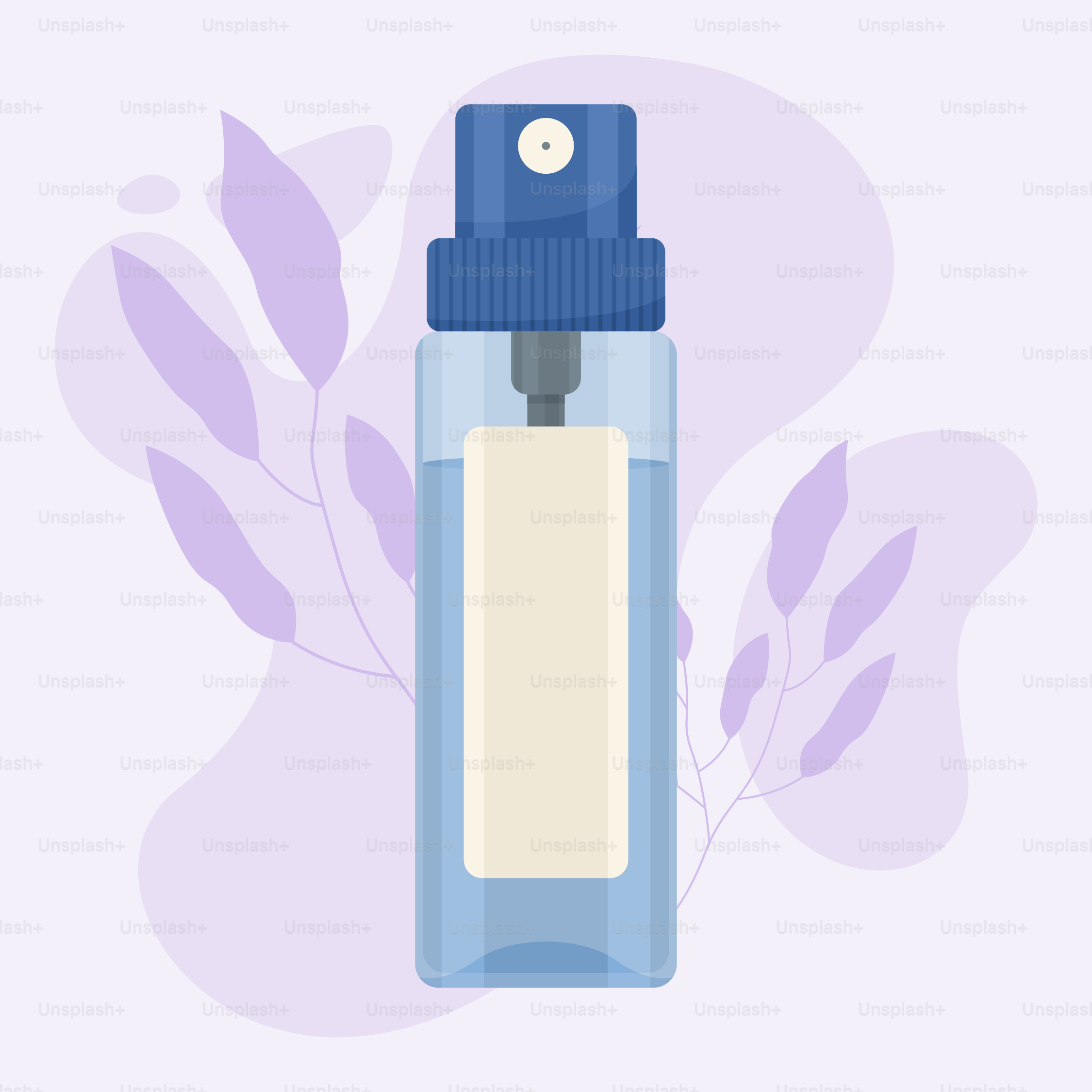 A blue bottle with a white label on it