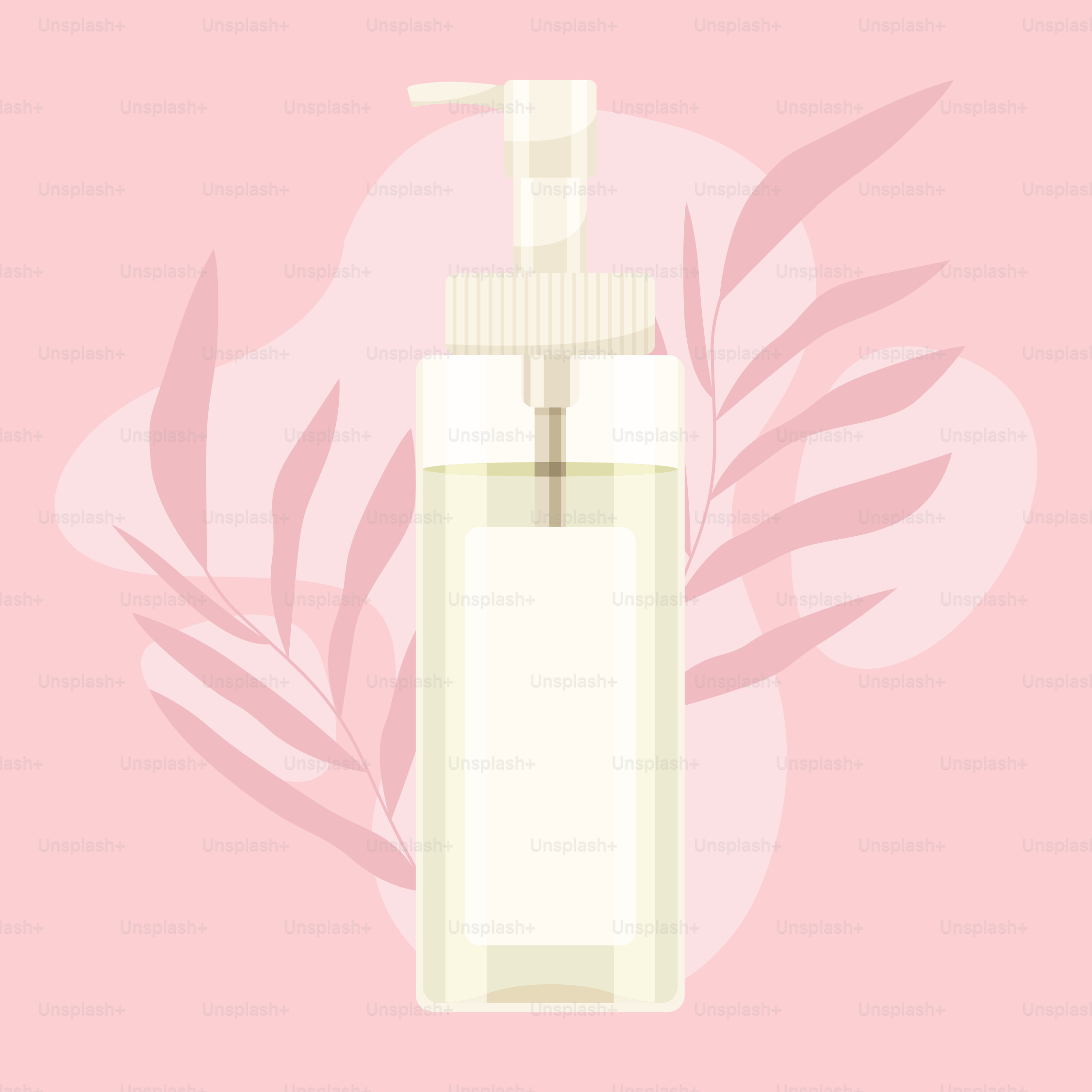 A bottle of lotion on a pink background