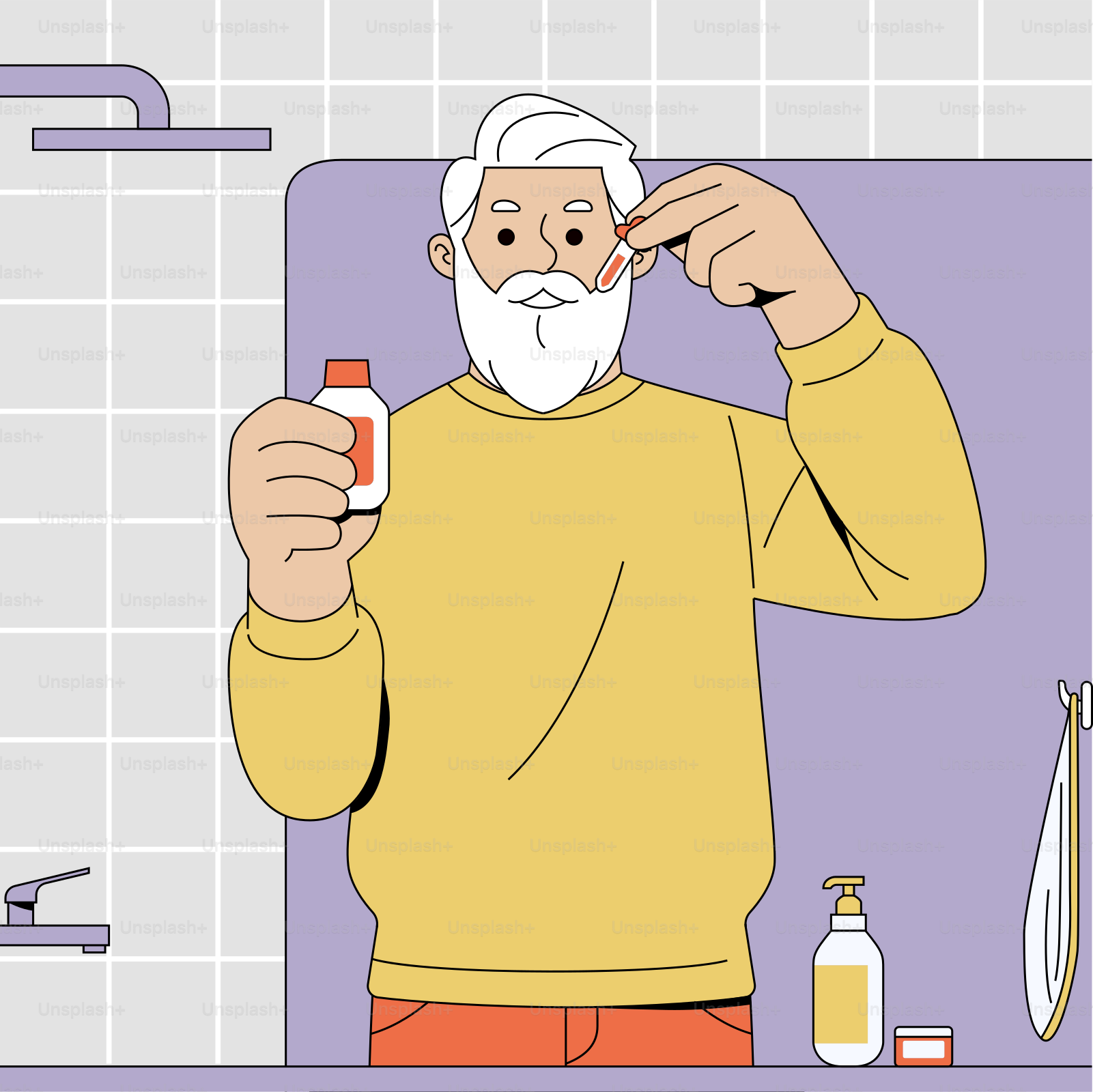 Un uomo che si lava i denti in bagno