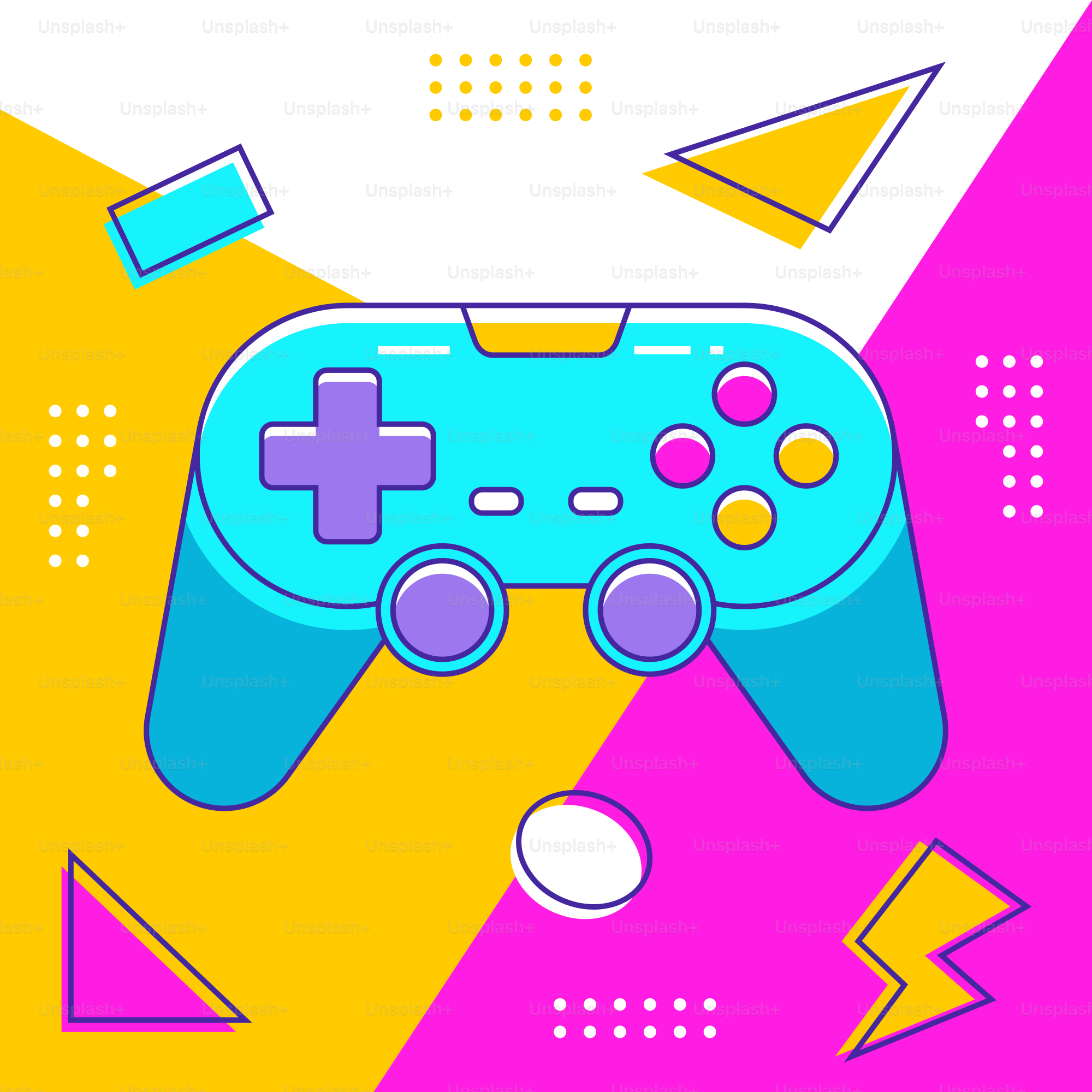 A video game controller on a colorful background