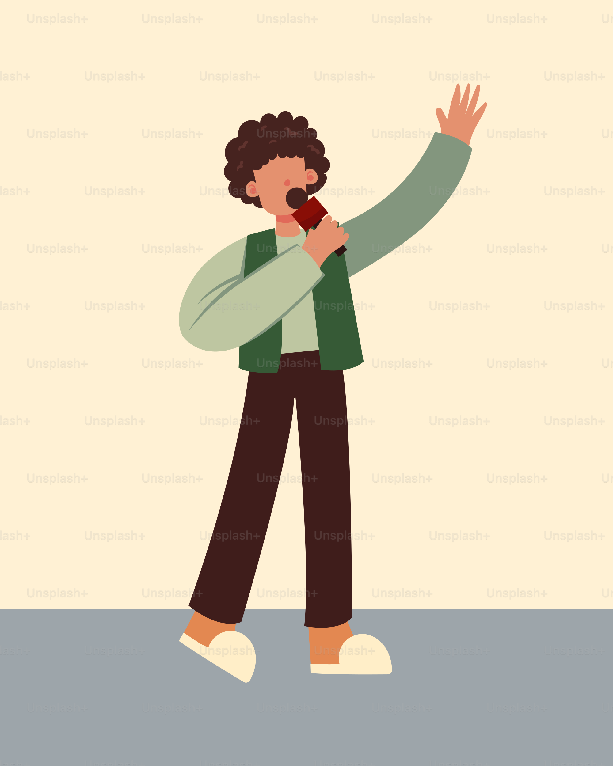 Un homme debout, un micro à la main