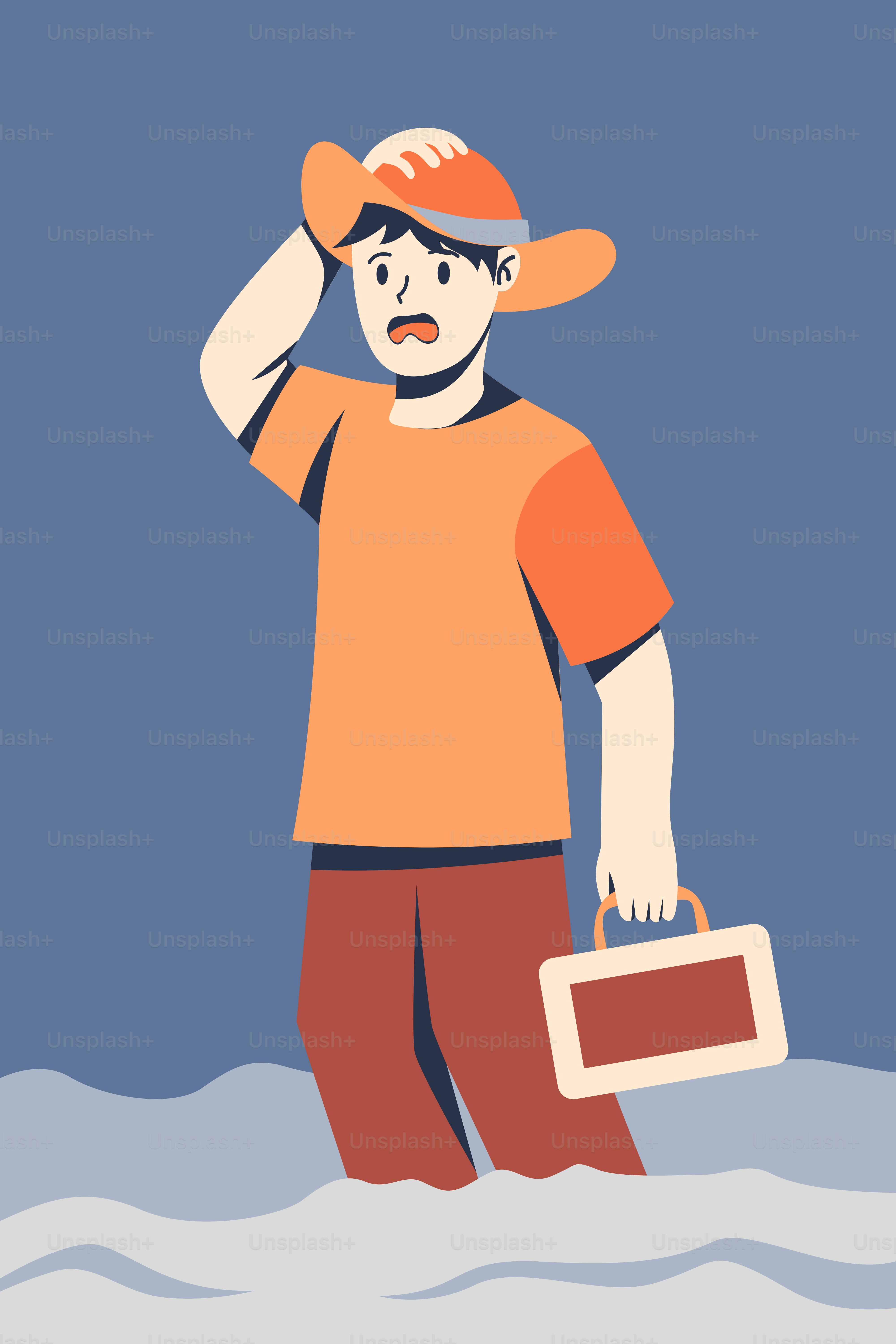 A man standing in the snow holding a briefcase