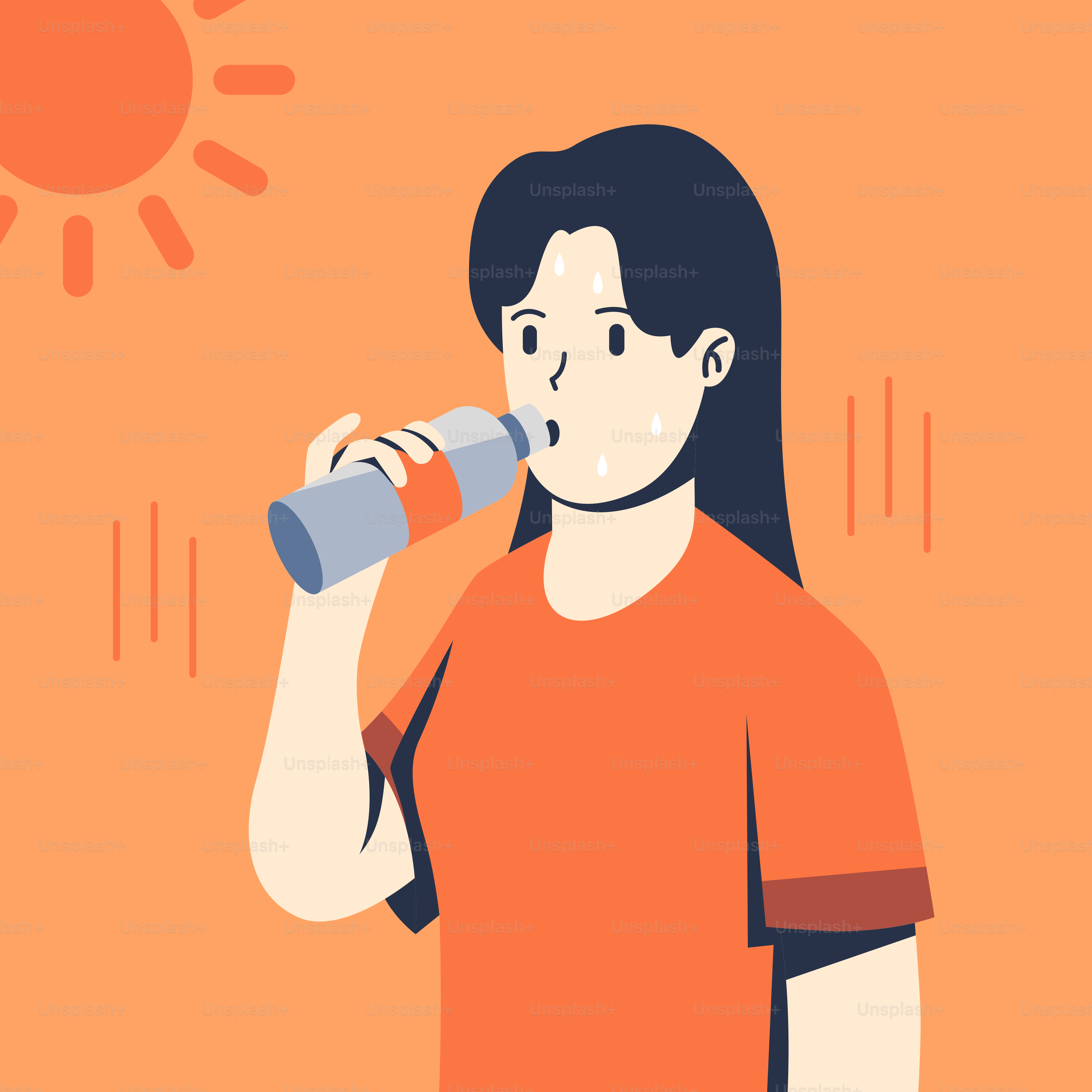 A man drinking from a water bottle while standing in front of a sun