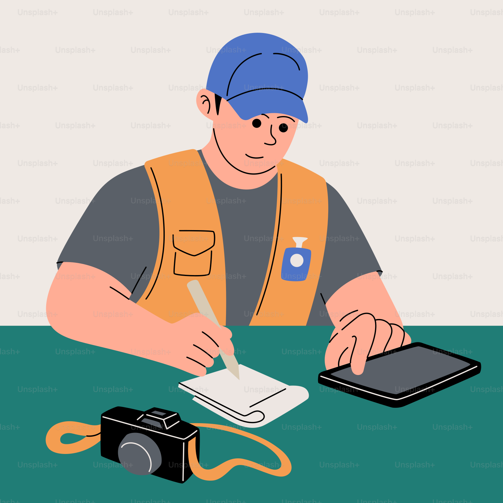 A man sitting at a table writing on a piece of paper