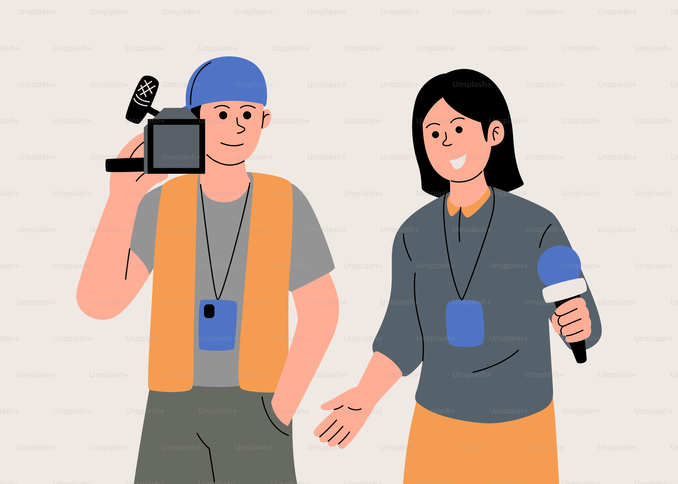 A man and a woman holding a microphone