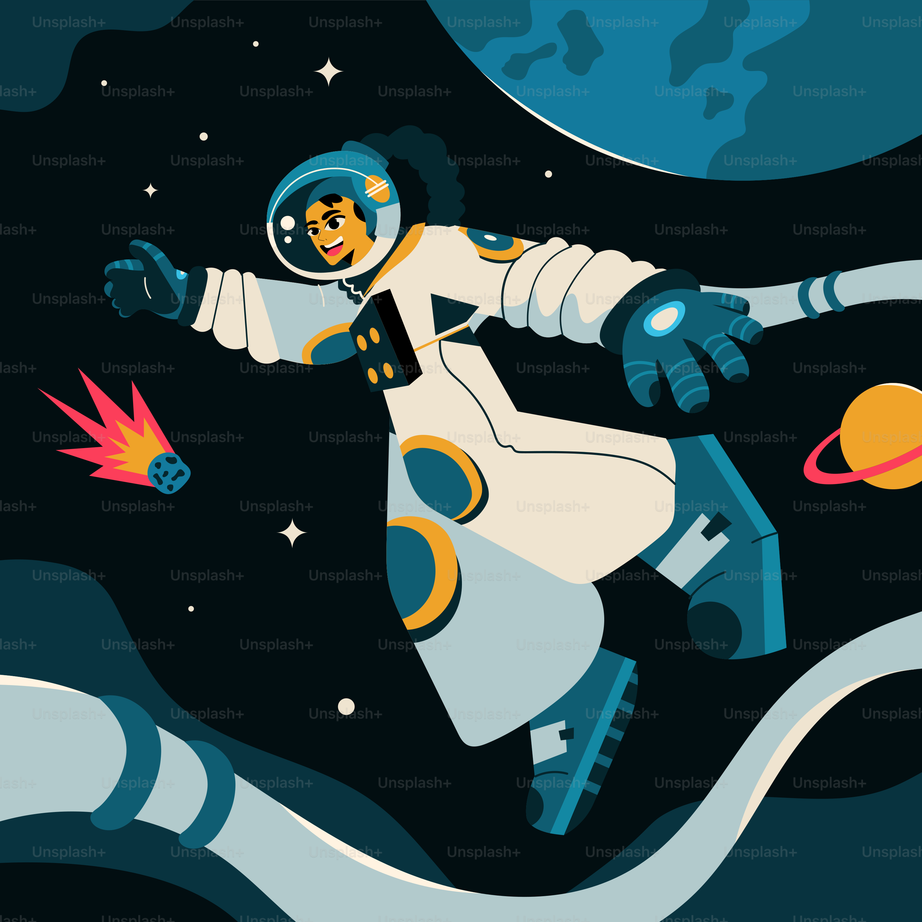 A man in a space suit riding on a rocket