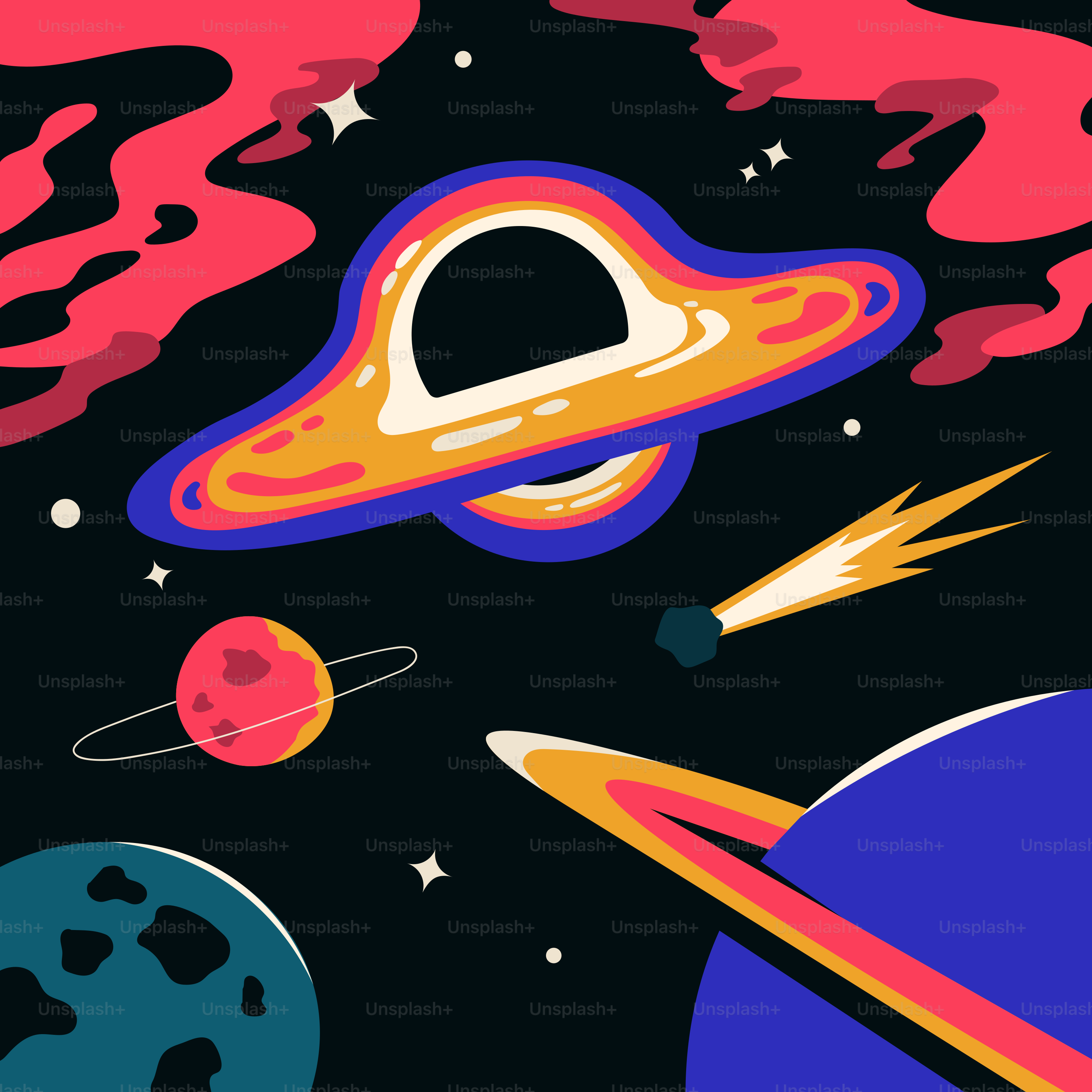 An image of a space scene with planets and stars
