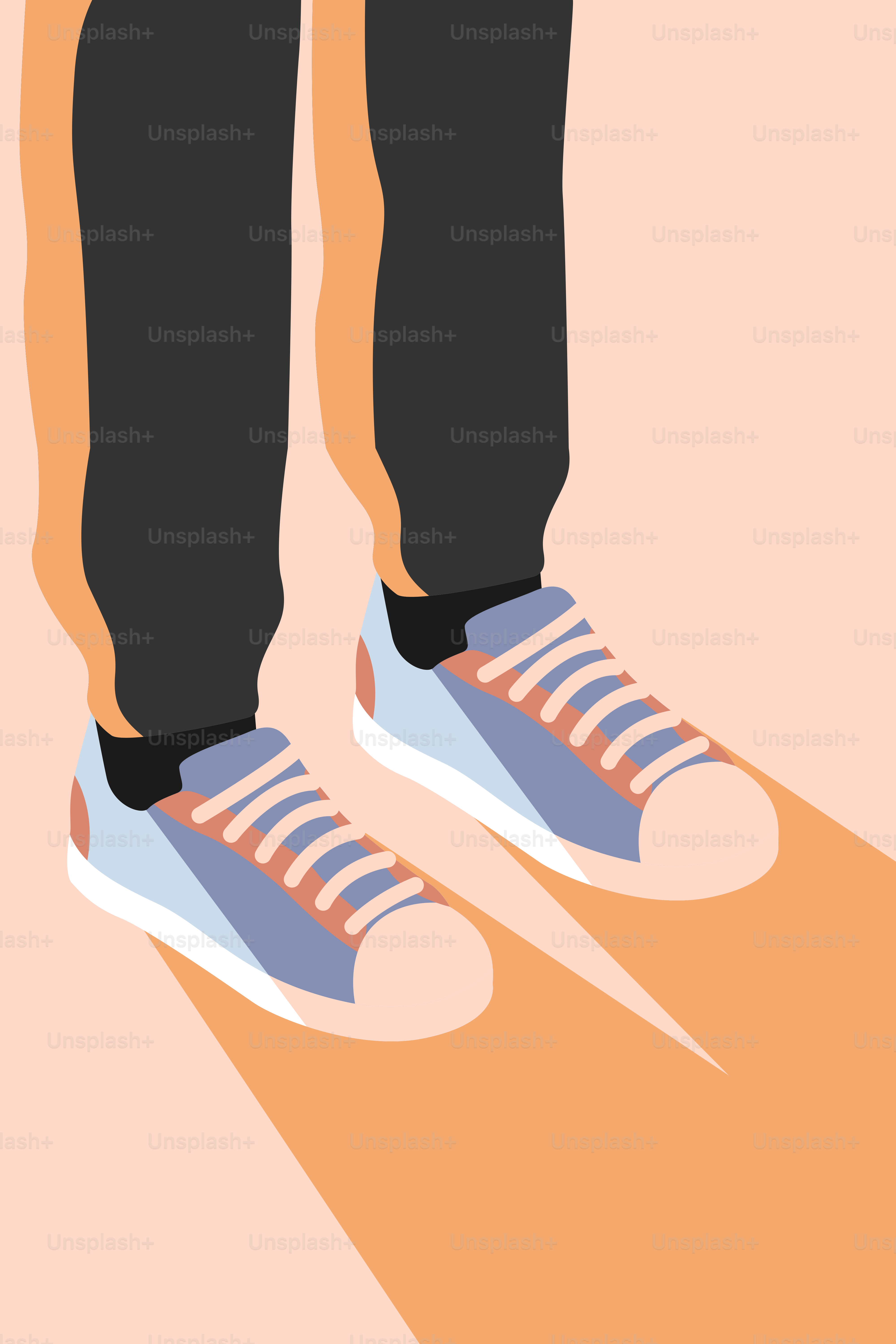 A person's feet with a pair of sneakers on