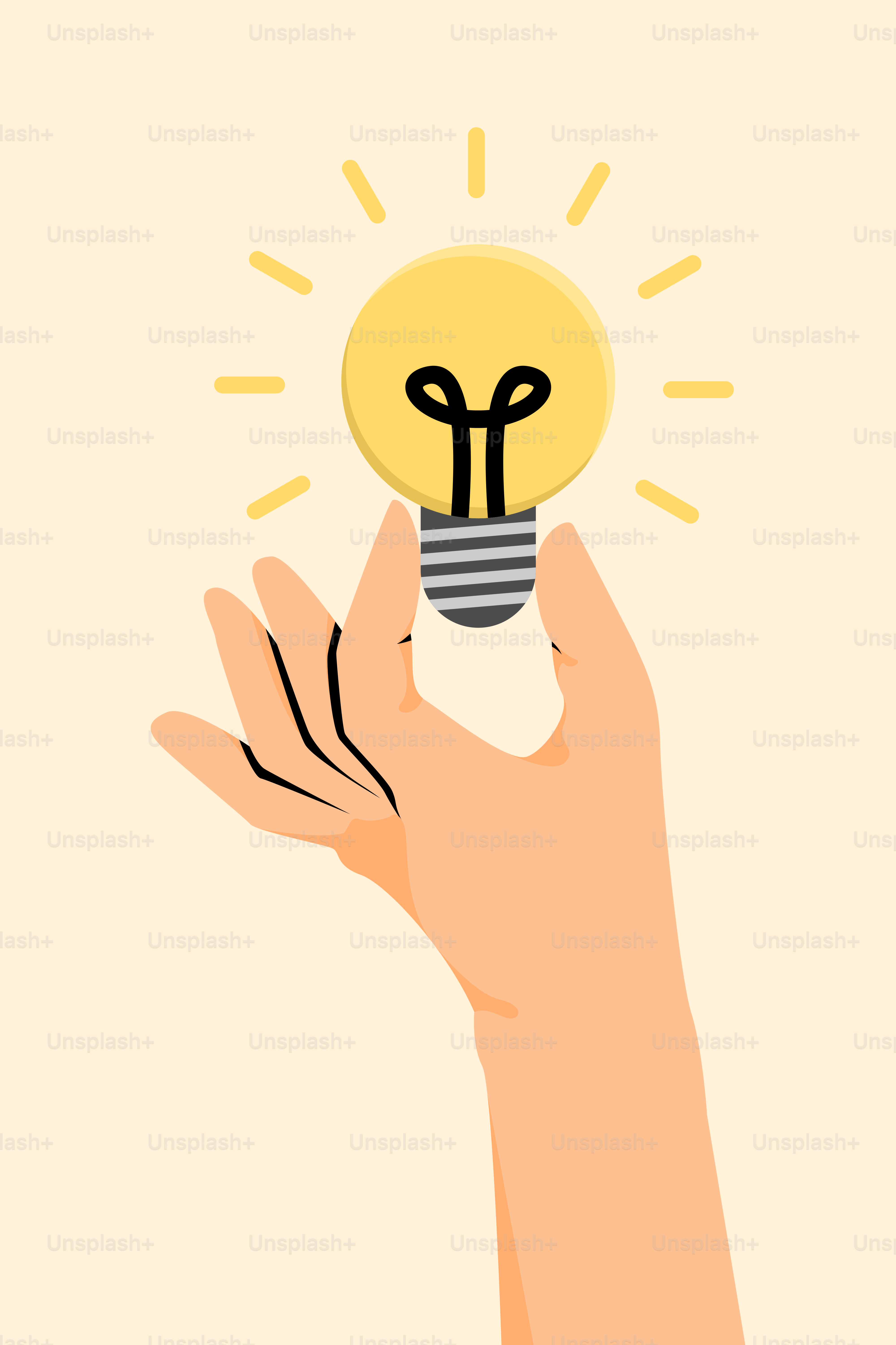 Una mano che tiene una lampadina con la parola idea scritta sopra