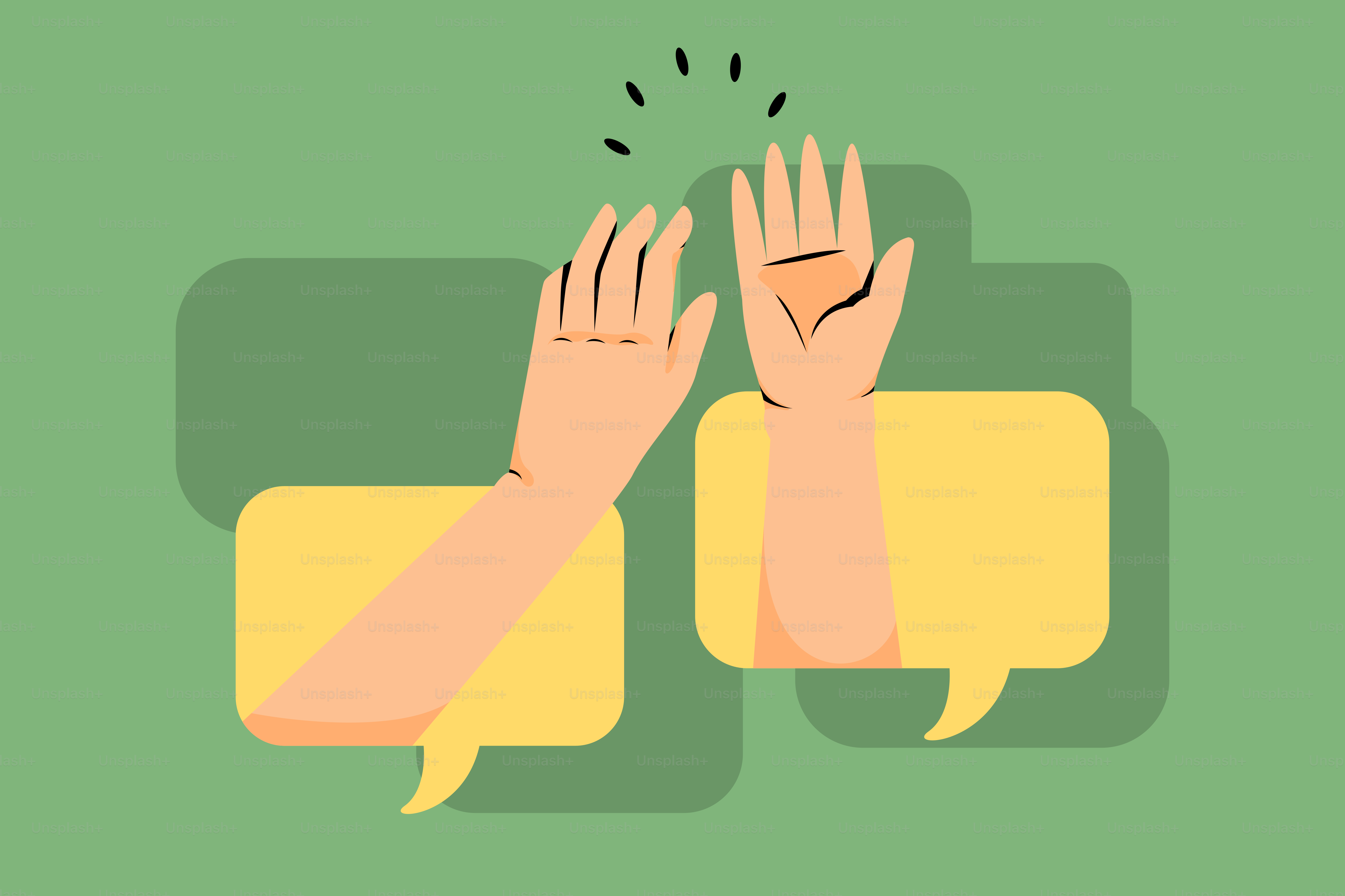Dos manos que se buscan frente a un fondo verde