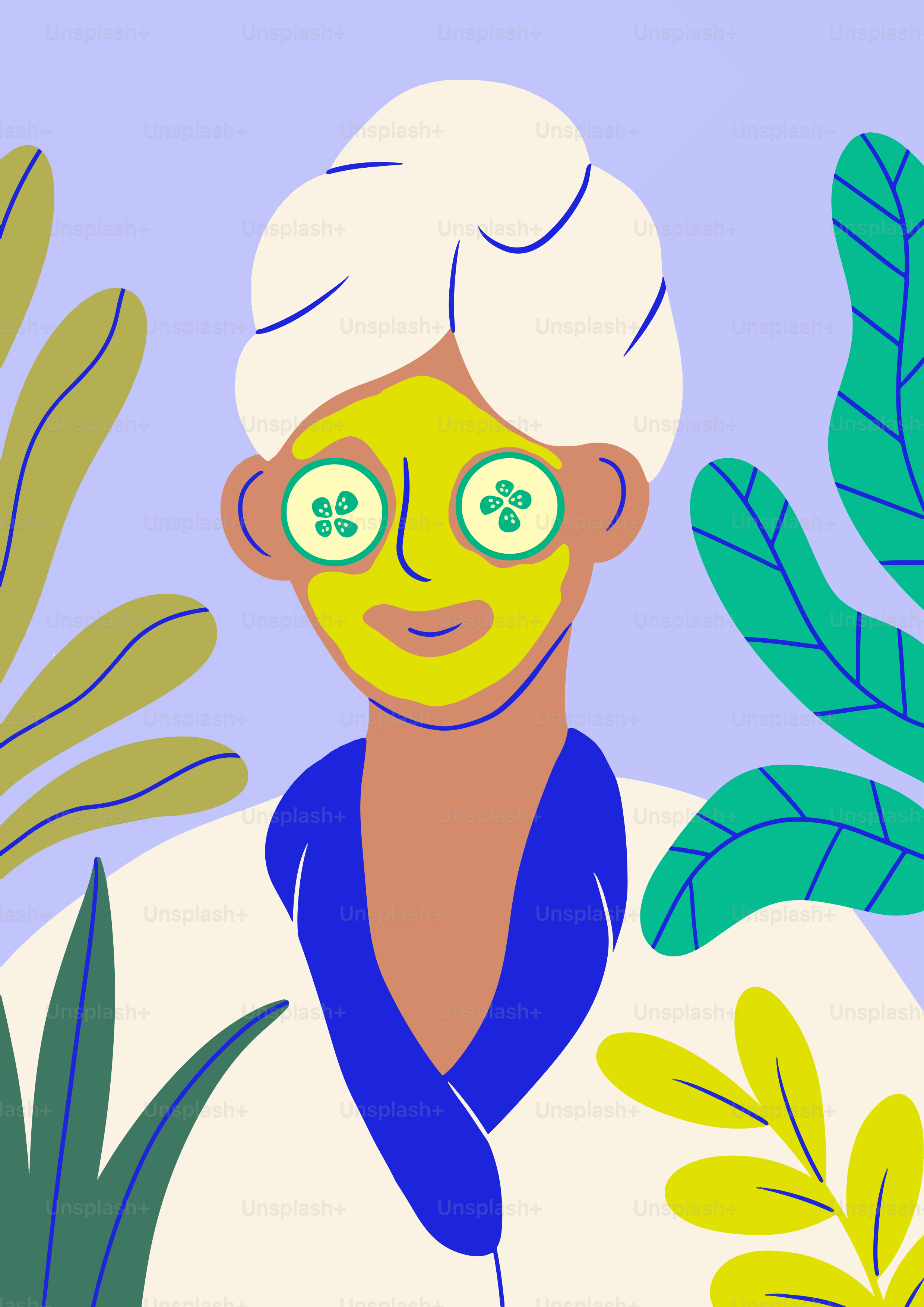 A woman with a face mask surrounded by plants