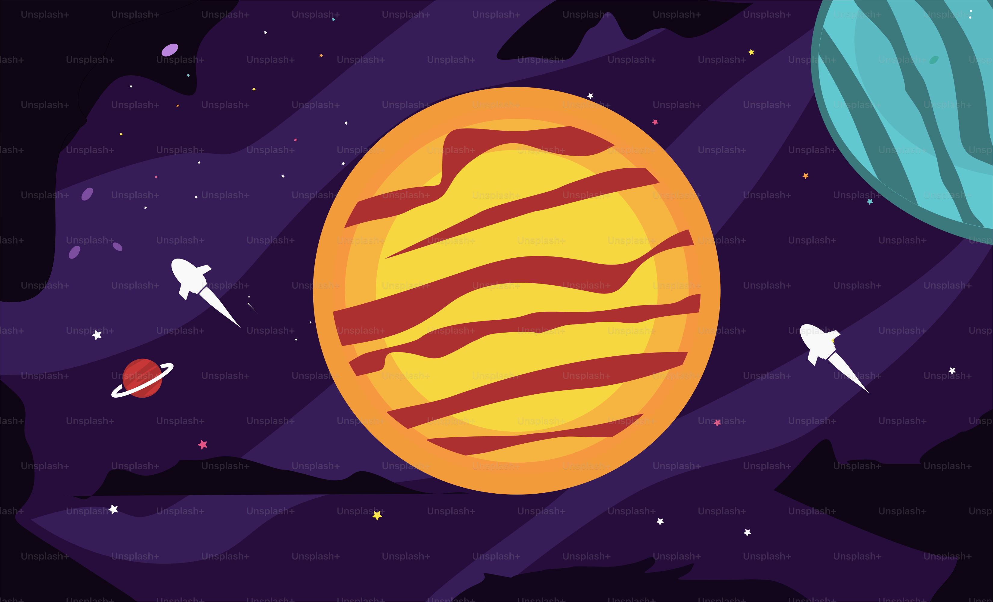 Una imagen de una escena espacial con planetas