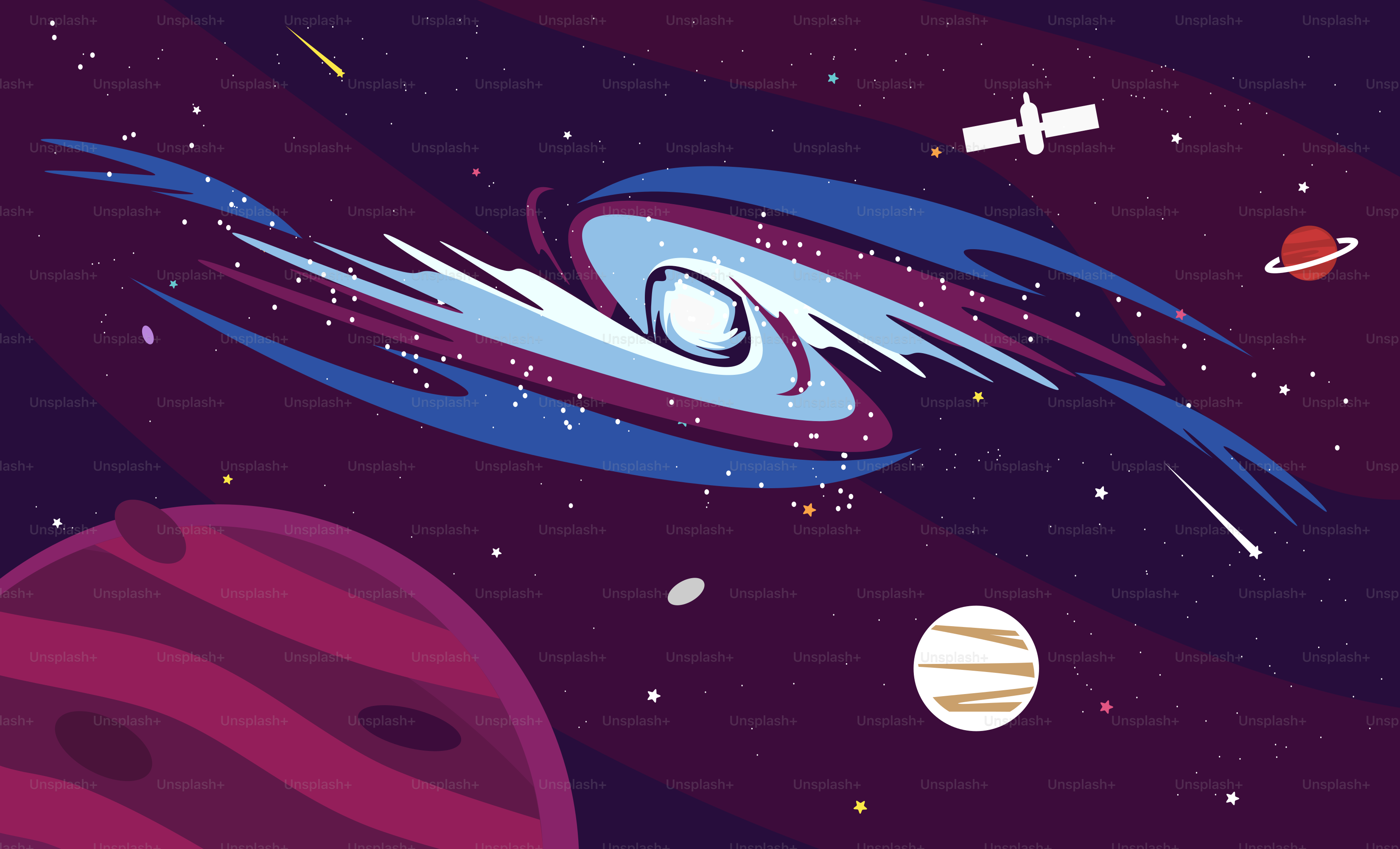 An image of a space scene with planets and stars